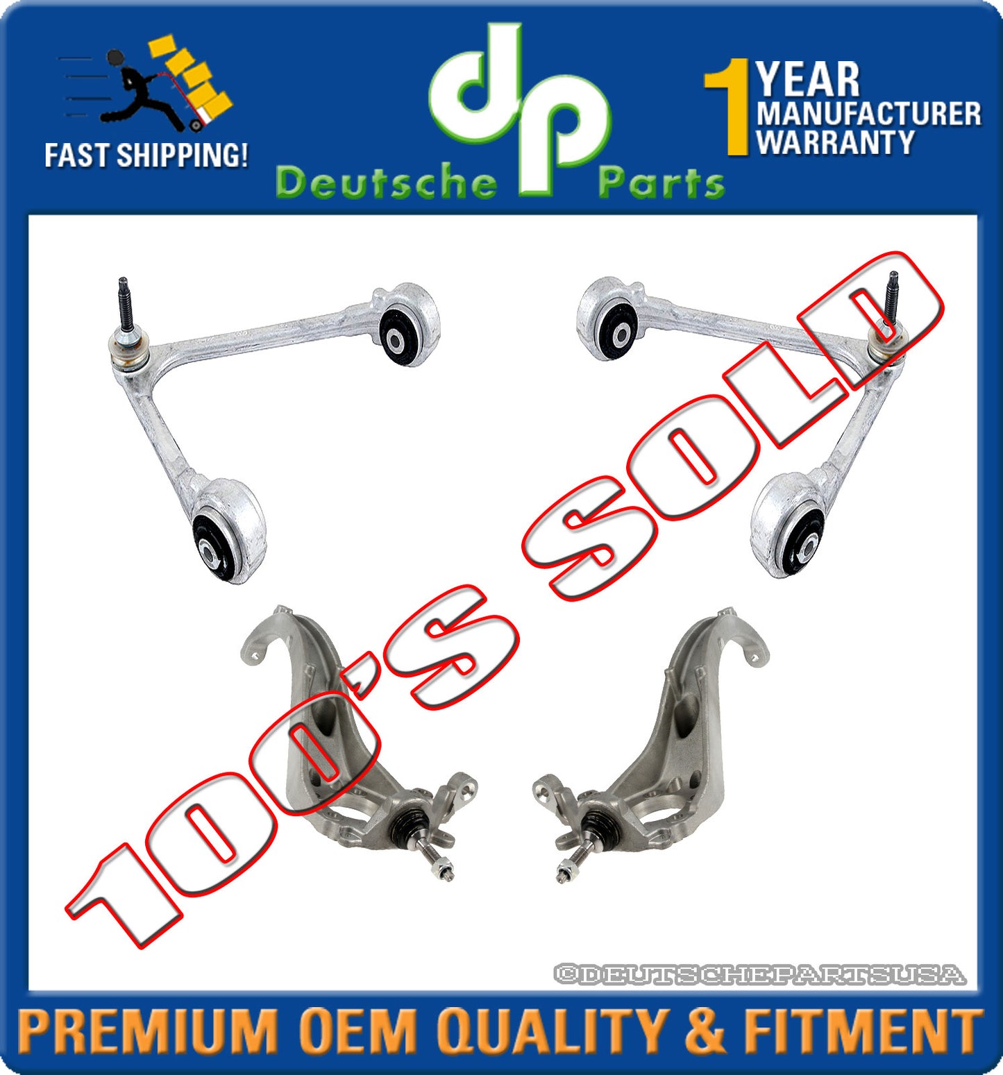 JAGUAR S TYPE UPPER & LOWER CONTROL ARM ARMS STEERING KNUCKLEw/BALL JOINTS KIT 4