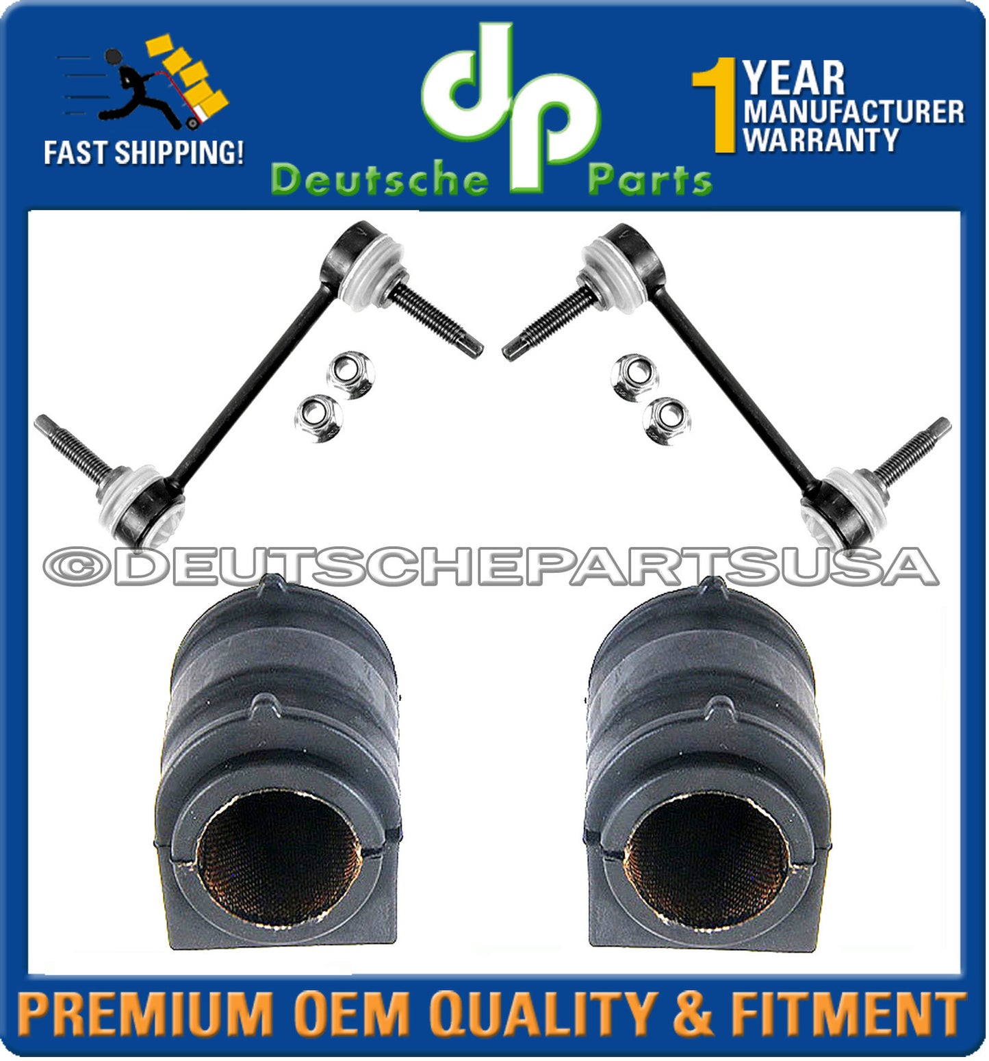 JAGUAR S-TYPE FRONT STABILIZER SWAY BAR LINK LINKS + BUSHING BUSHINGS SET 4