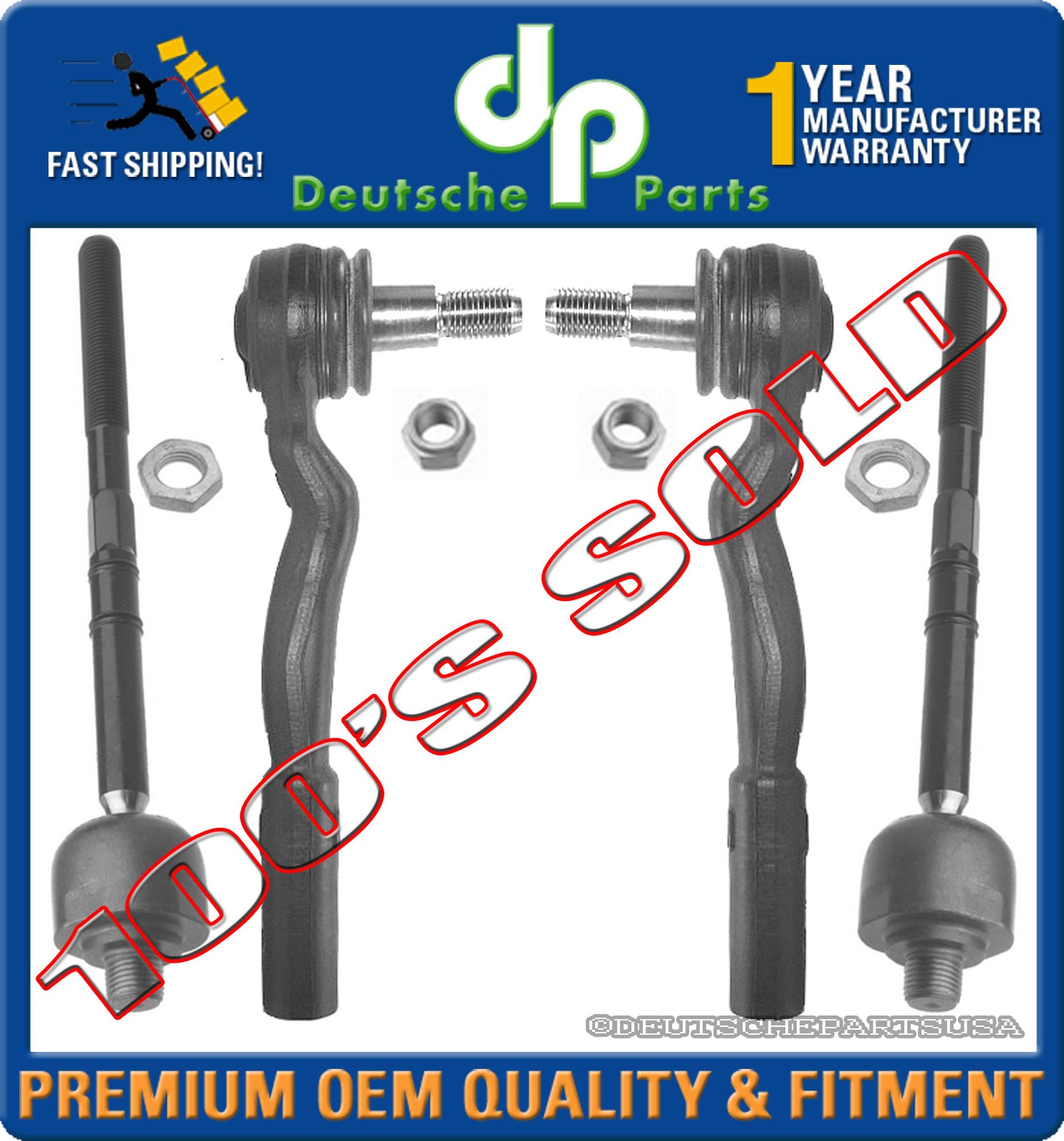 Mercedes Benz W211 E320 E350 E500 E550 Tie Rod Rods Inner + Outer + L + R SET 4