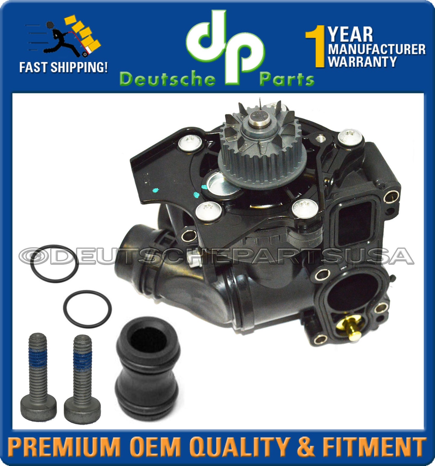 Audi VW Water Pump Thermostat Assy w/ Sensor Gasket Screws Coolant Pipe Seal Kit