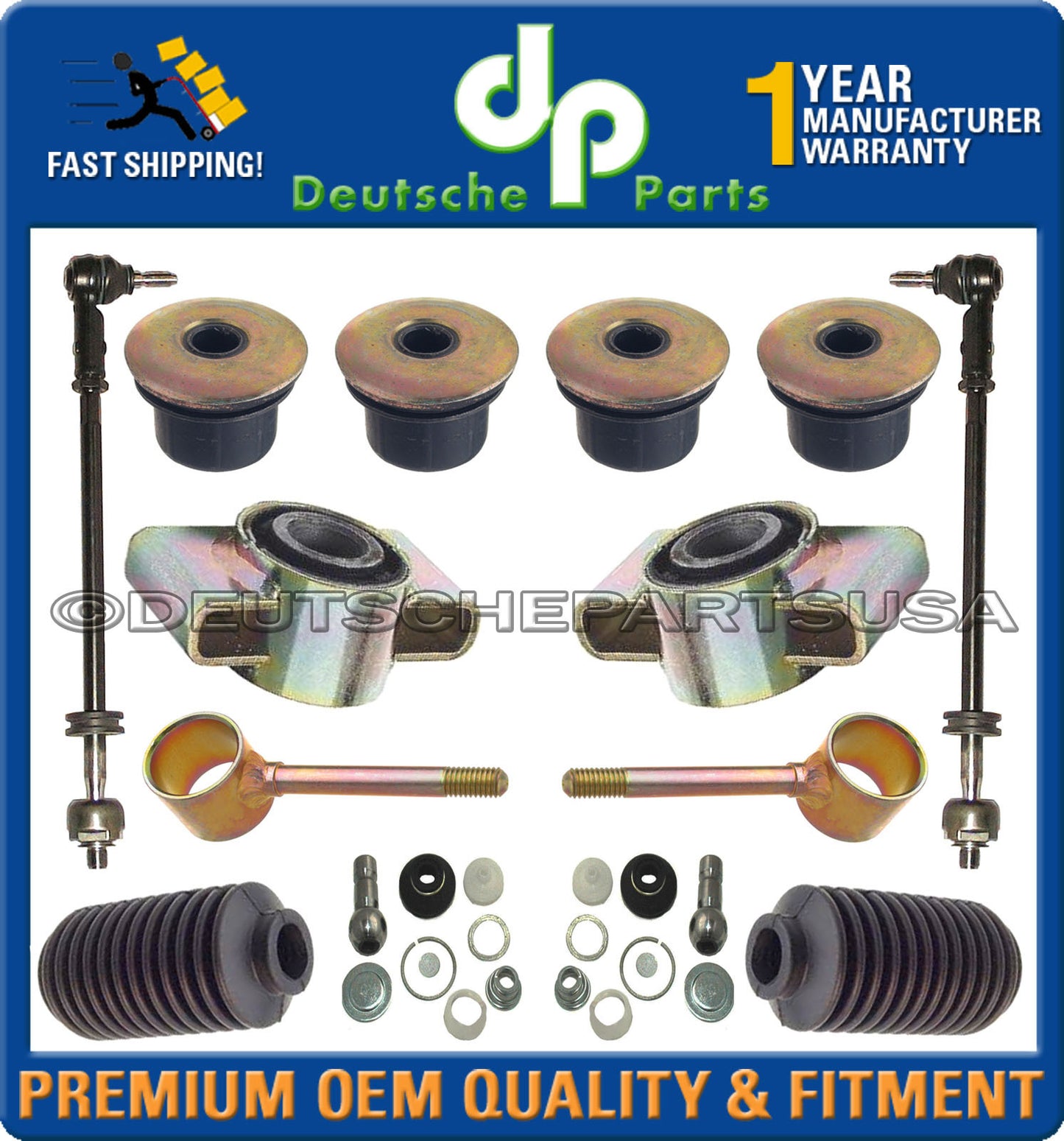 Porsche 944 951 968 Control Arms Ball Joint + Mounts + Bushing + Tie Rod Kit 14