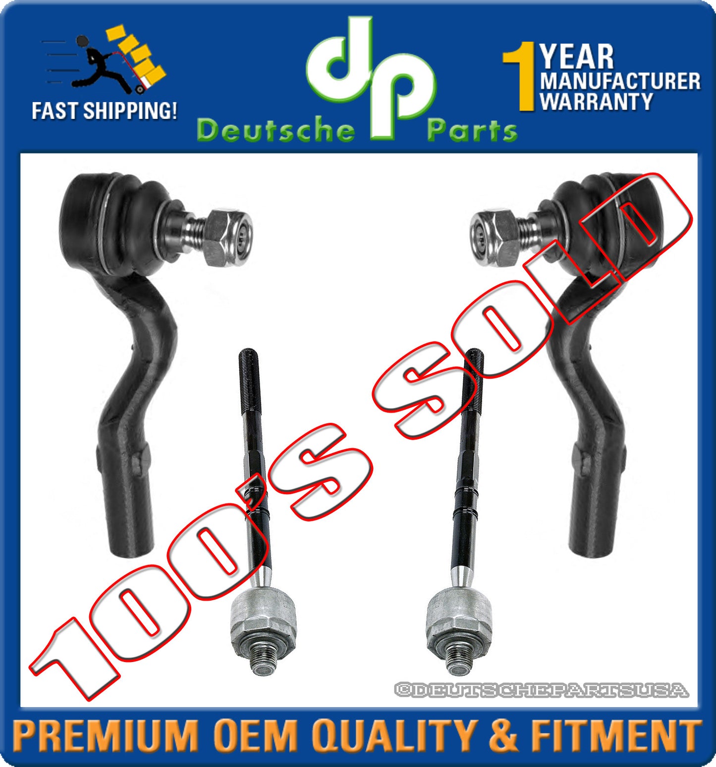 MERCEDES W210 E320 E300 E420 E430 E55 INNER OUTER TIE ROD RODS SET 4