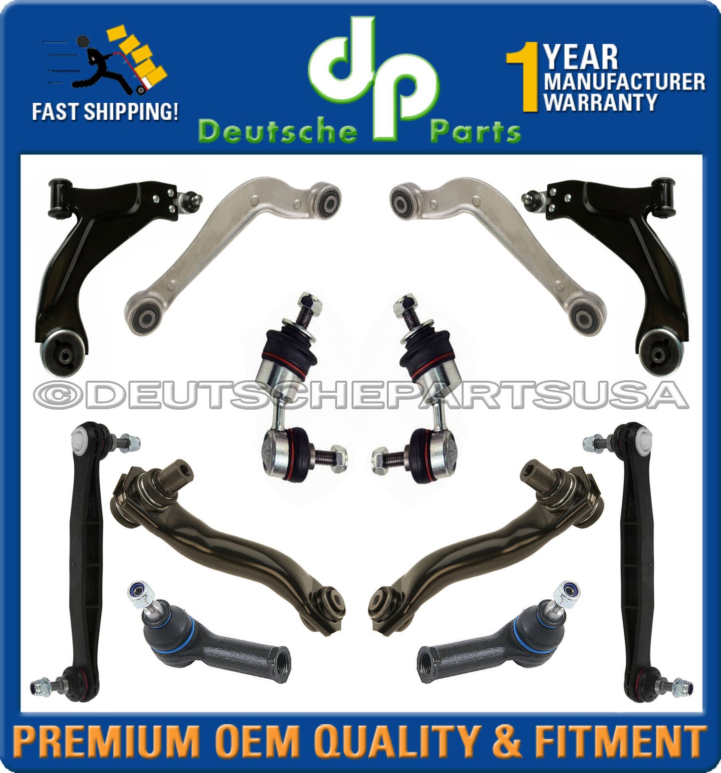 Jaguar X-Type FRONT + REAR CONTROL ARM BALL JOINT + Tie Rod Sway Bar Link Kit 12