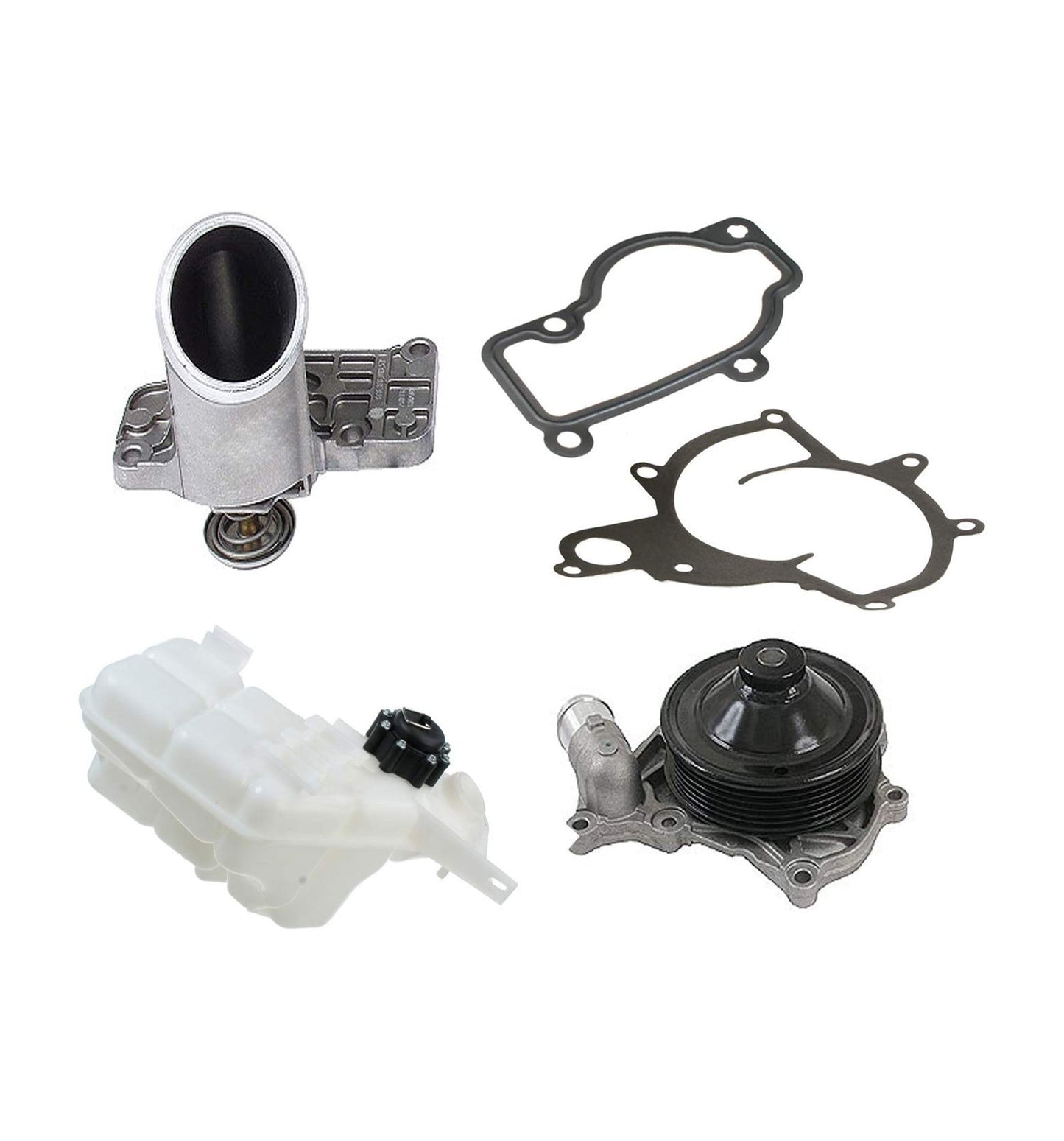 ENGINE WATER PUMP + THERMOSTAT + COOLANT EXPANSION TANK SET of 5
