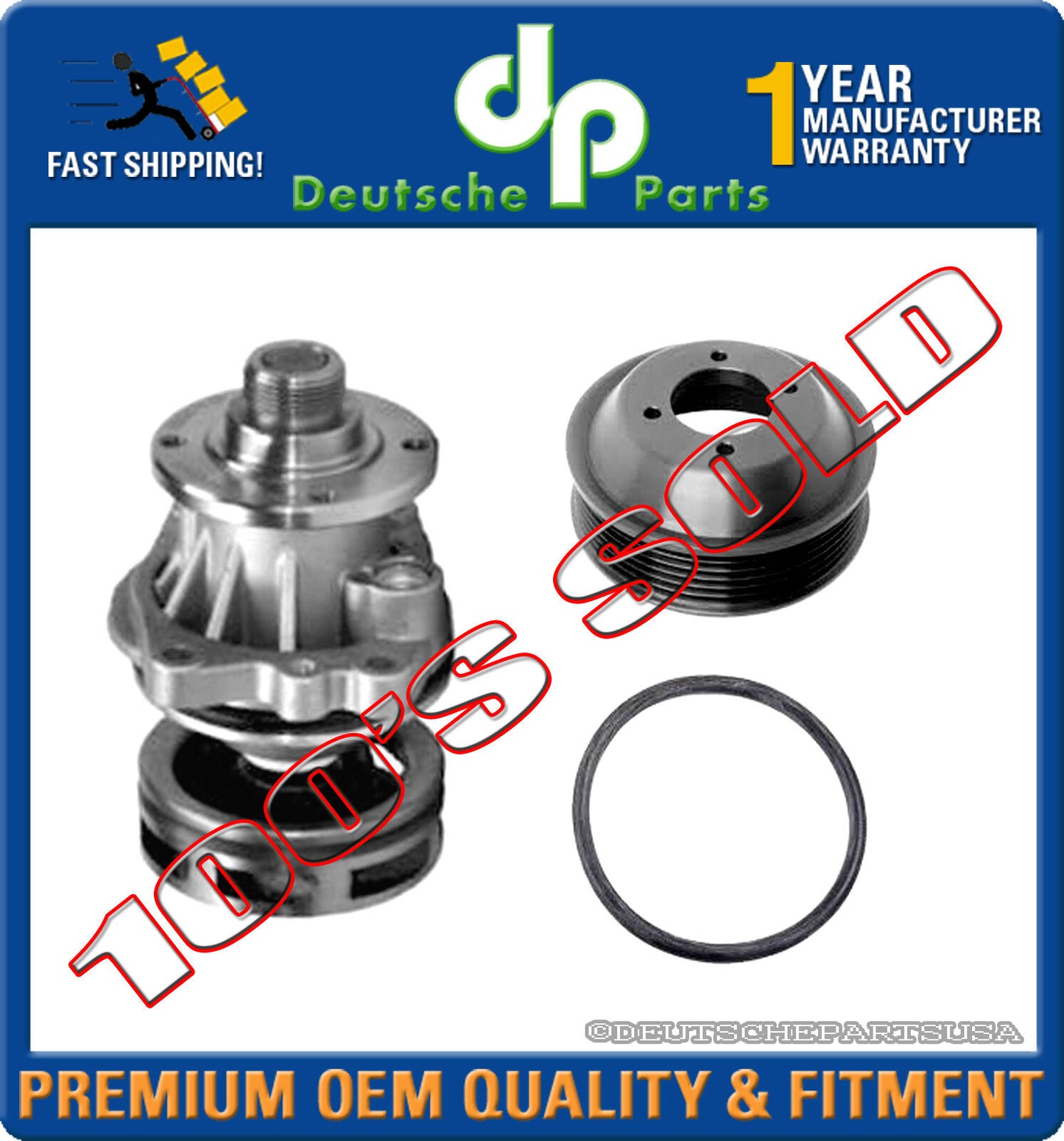 WATER PUMP METAL IMPELLER + ALUMINUM PULLEY 03 04 05 06 07 08 09 10 for BMW E60