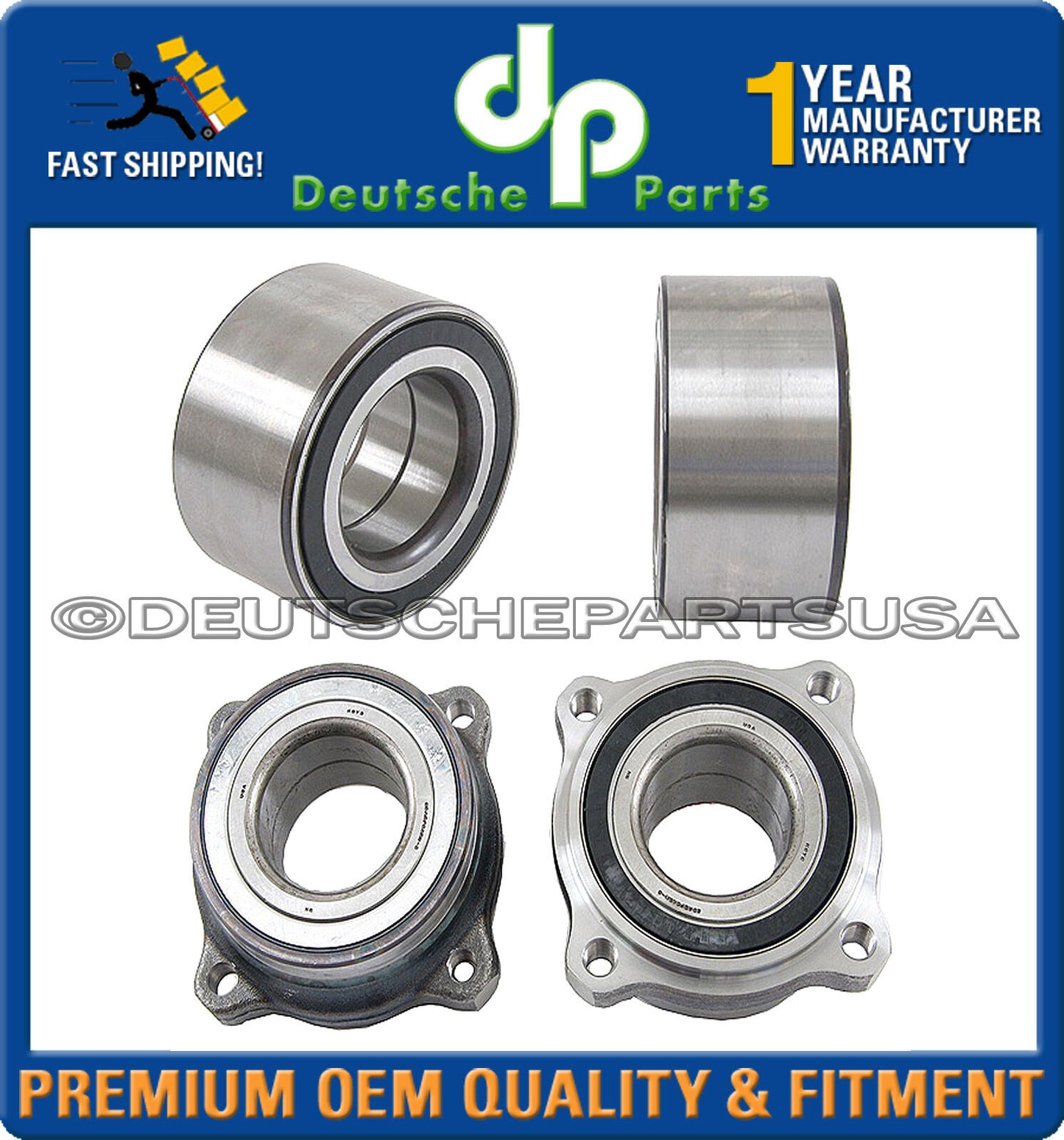 Front + Rear Wheel Bearing Bearings Set 4 BMW E60 530xi 535i xDrive 535xi E53