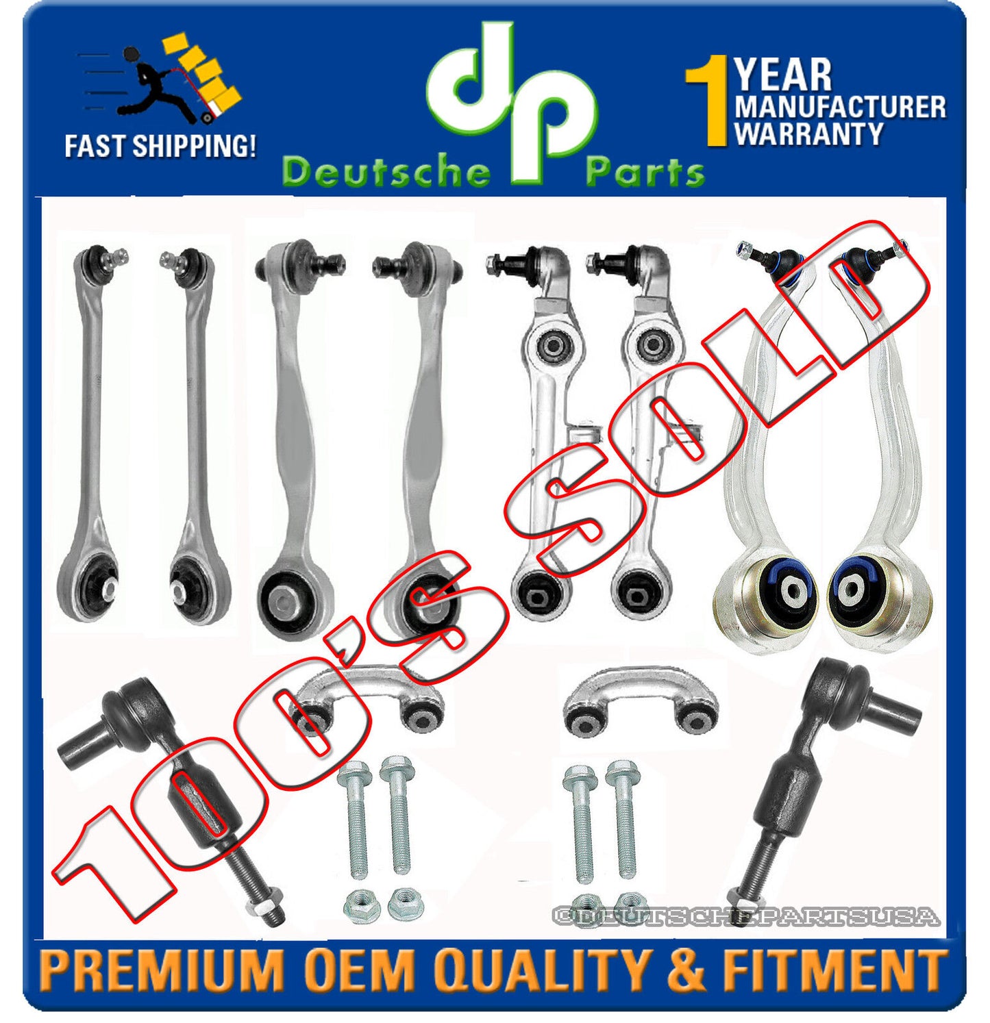 Audi A8 & QUATTRO Control Arm Arms Ball Joint Tie Rod Sway Bar Link Kit 12 Pc