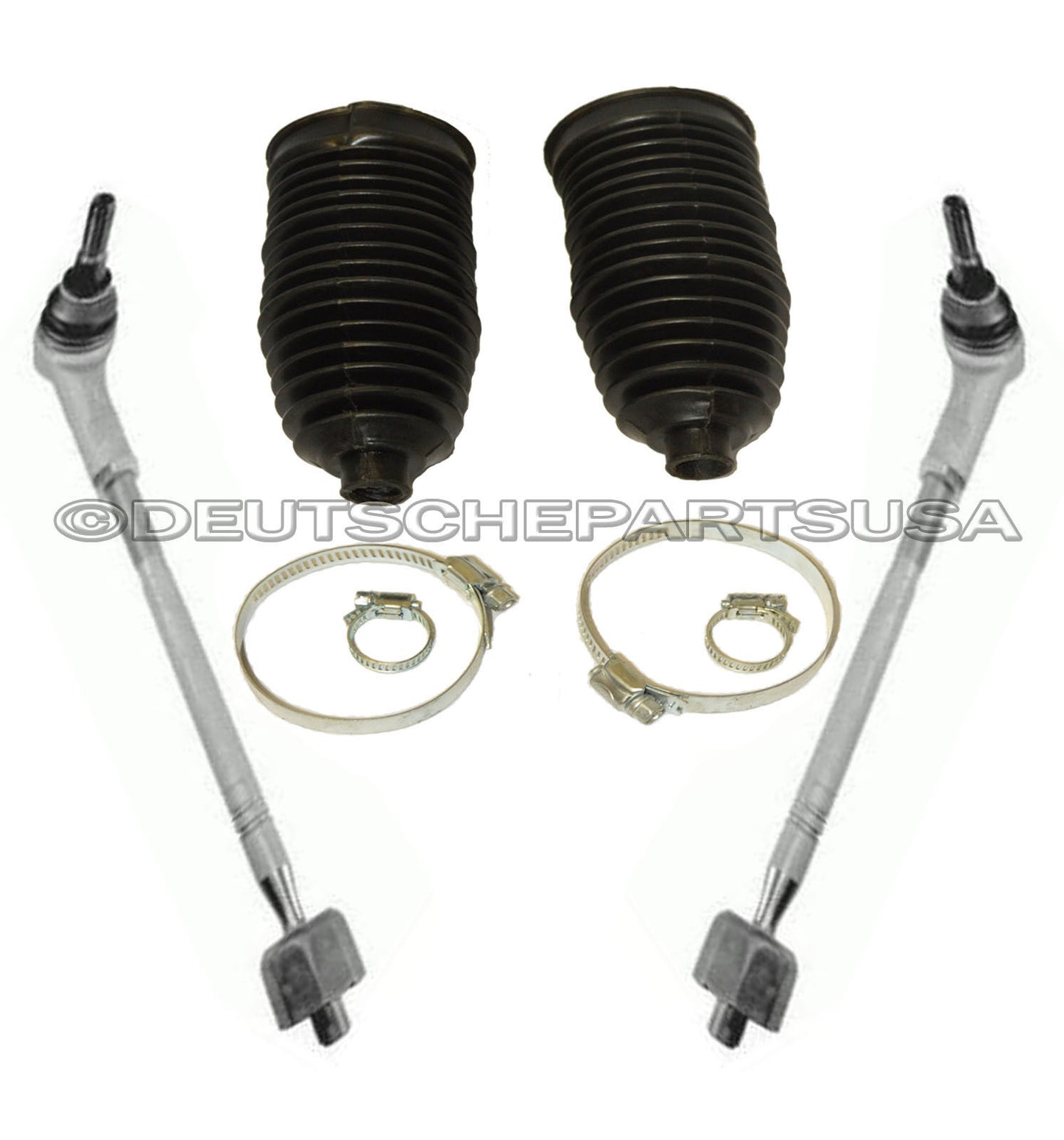 Tie Rod Rods Inner + Outer ASSEMBLY + RACK BOOT KIT for PORSCHE CAYENNE SET 4