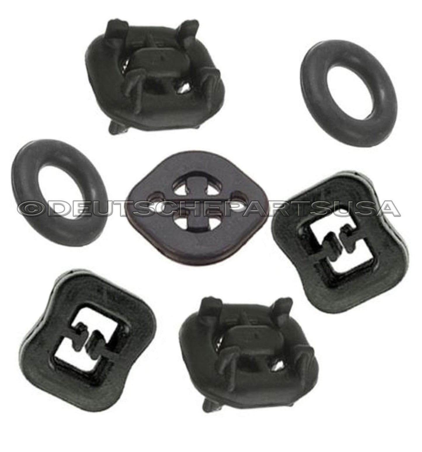 Mercedes w126 Exhaust Hangers Center L + R Donut Buffer Damper 86-91 Set of 7