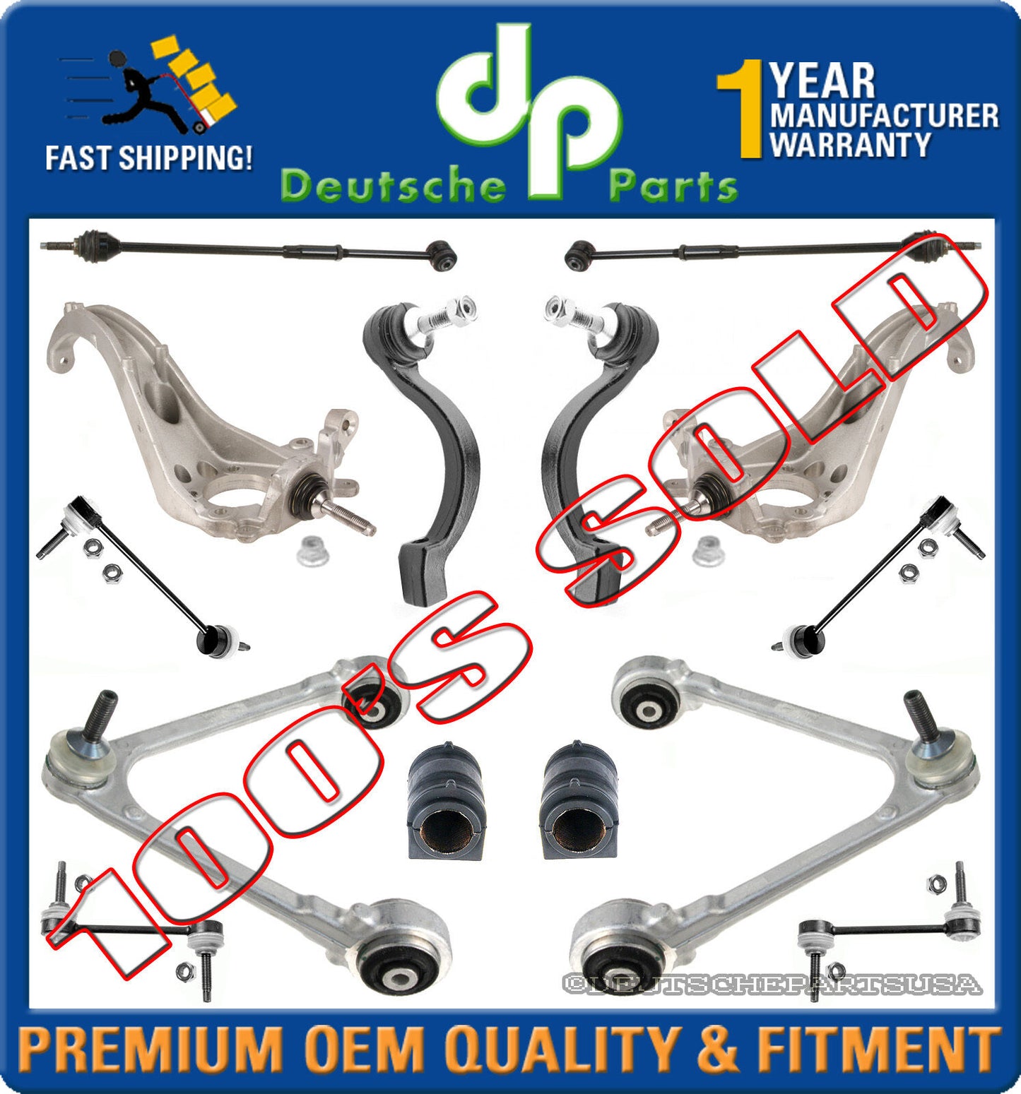 JAGUAR S TYPE UPPER LOWER CONTROL ARM TIE ROD SWAY BAR TOE LINK SUPENSION KIT 14