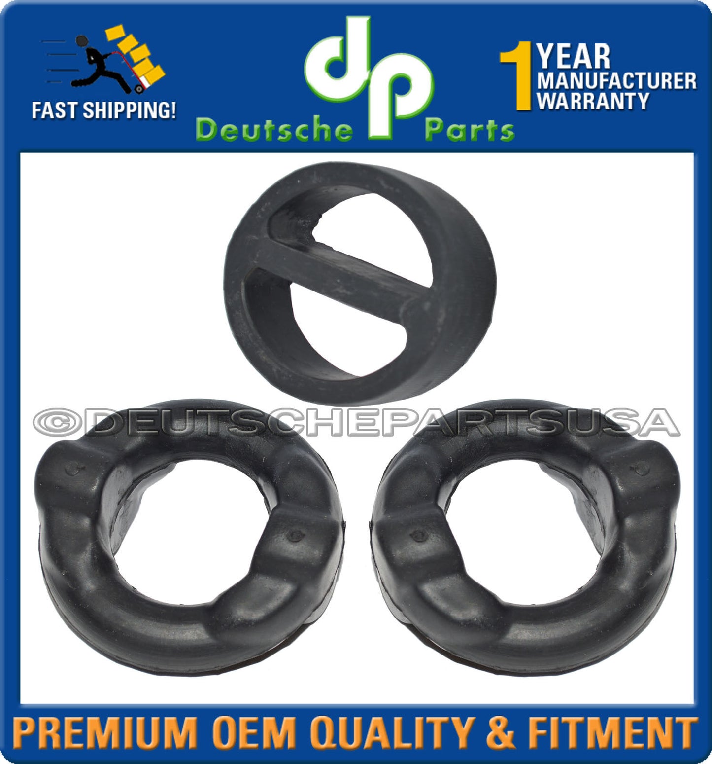 BMW E30 Exhaust Muffler System Hanger Front & Rear Donut Mount Damper Ring Set 3