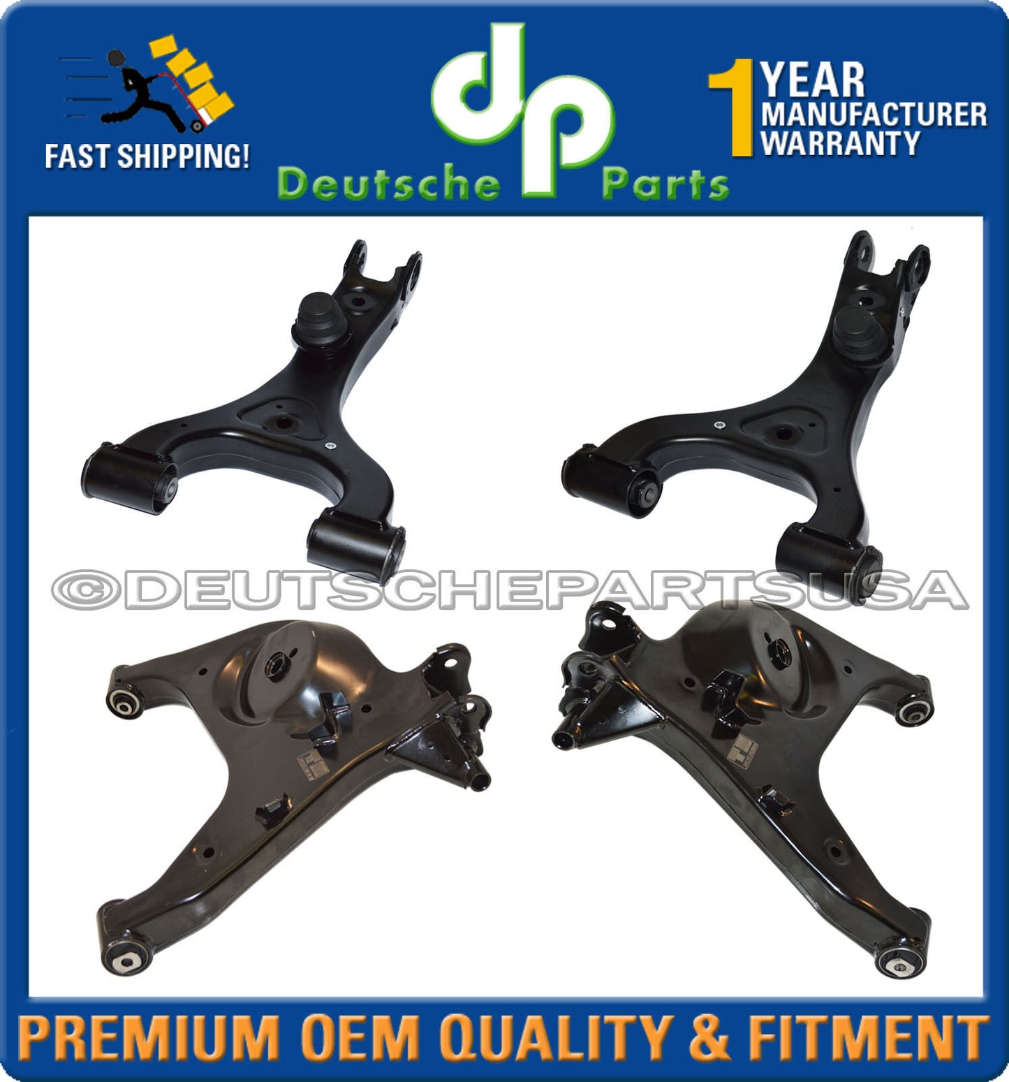 Range Rover Rear LH + RH Upper & Lower Control Arm With Bushings LR023714 Set 4