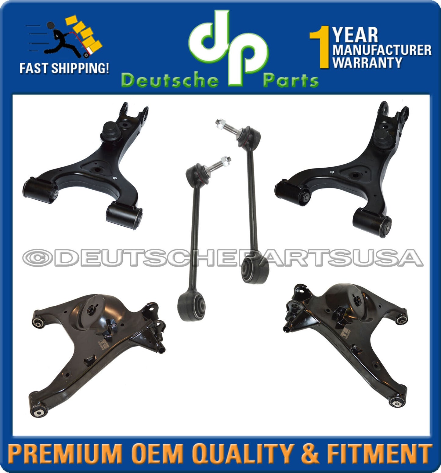 Range Rover Rear LH RH Upper Lower Control Arm + Bushings Toe Link Stay Set 6