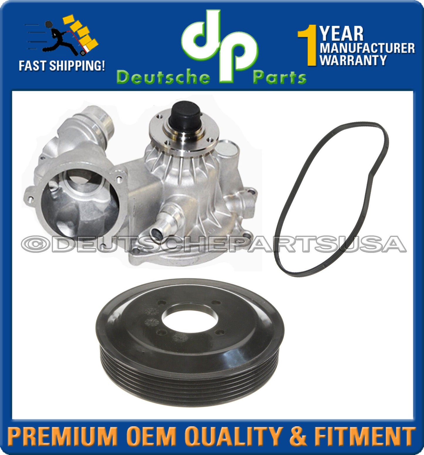 WATER PUMP METAL IMPELLER +GASKET+ ALUMINUM PULLEY for BMW E65 E66 735i 735Li