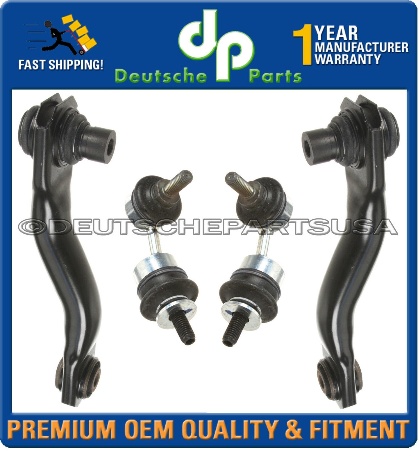Jaguar X-Type REAR LOWER CONTROL ARM + Bushing + Stabilizer Sway Bar Link Kit 4