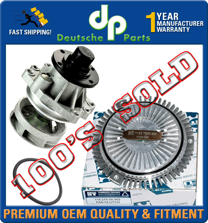 WATER PUMP METAL IMPELLER + GASKET + FAN CLUTCH for BMW E36 E34 E39 E46 E53 3 Pc