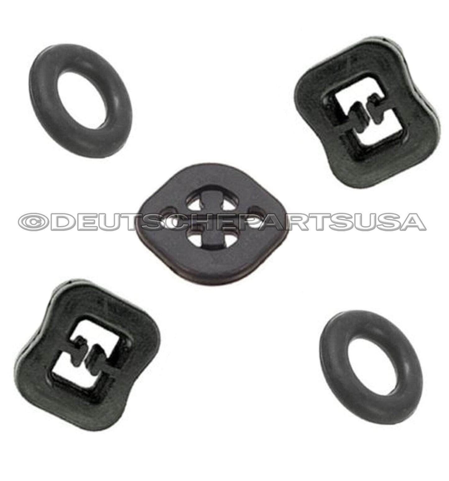 Mercedes w126 Exhaust Hangers Center L + R Donut Buffer Damper 86-91 Set of 5