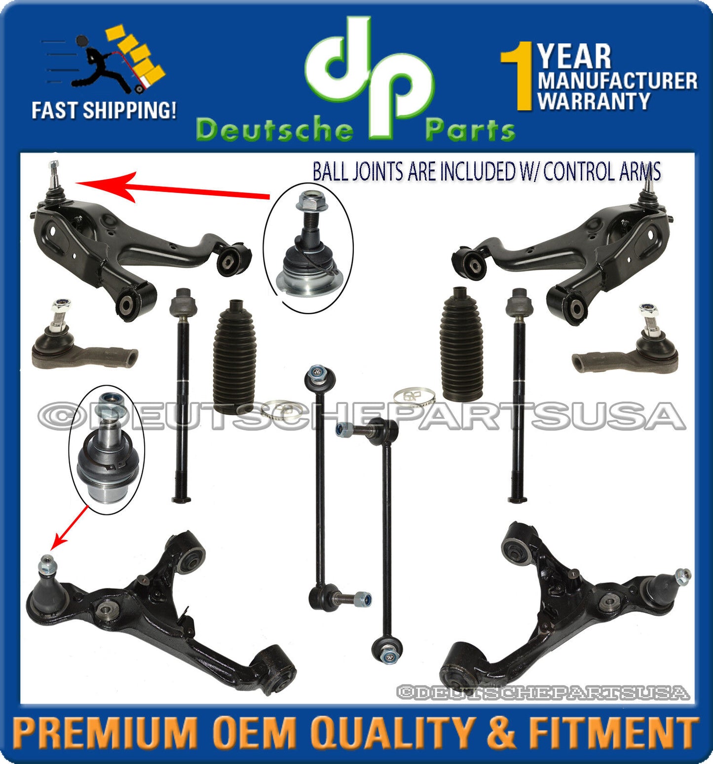 LAND RANGE ROVER SPORT FRONT LOWER UPPER CONTROL ARM BALL JOINT SUSPENSION KIT