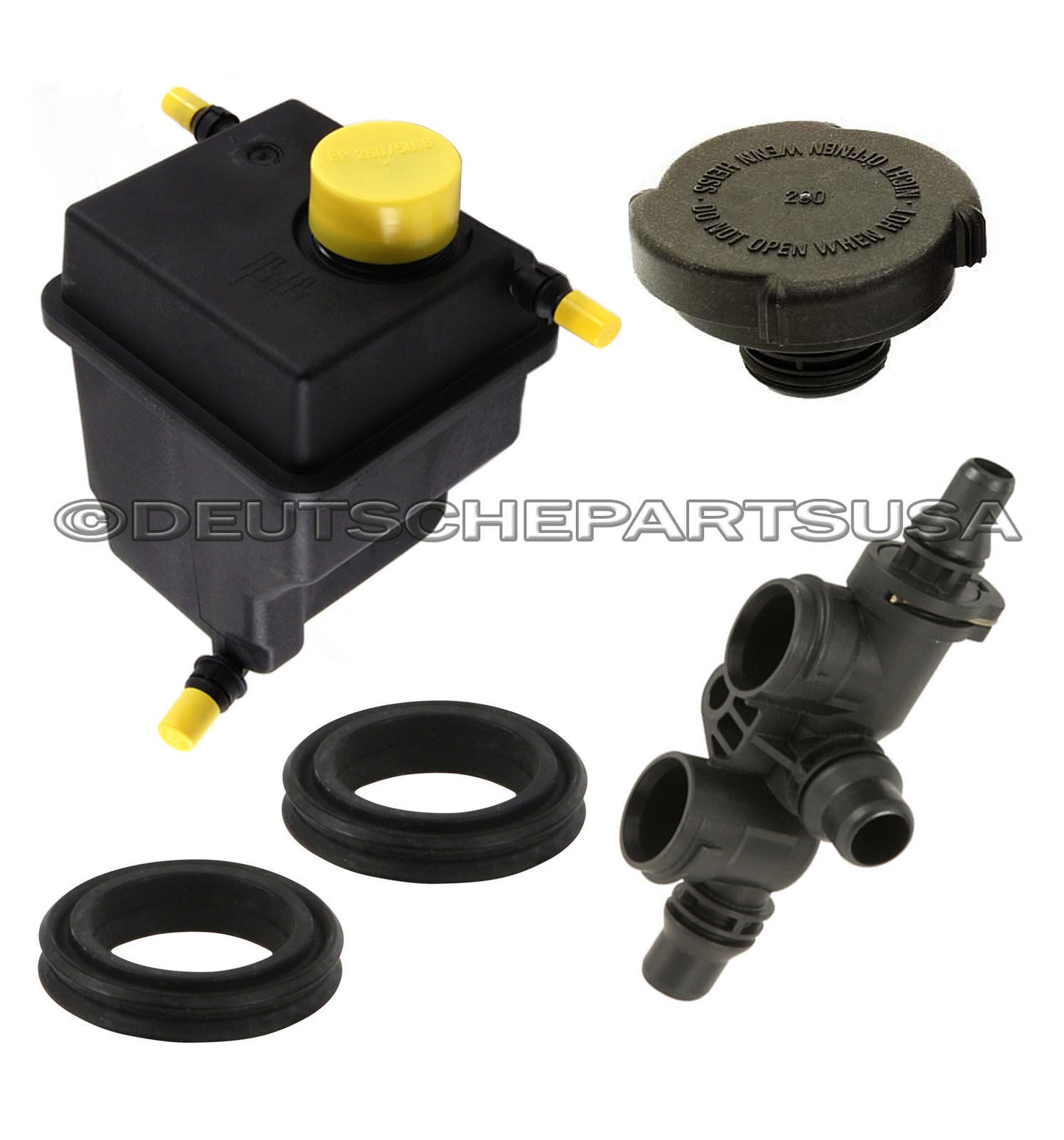 COOLANT RESERVOIR EXPANSION TANK + CAP + THERMOSTAT + SEAL for BMW E53 X5 Set 5
