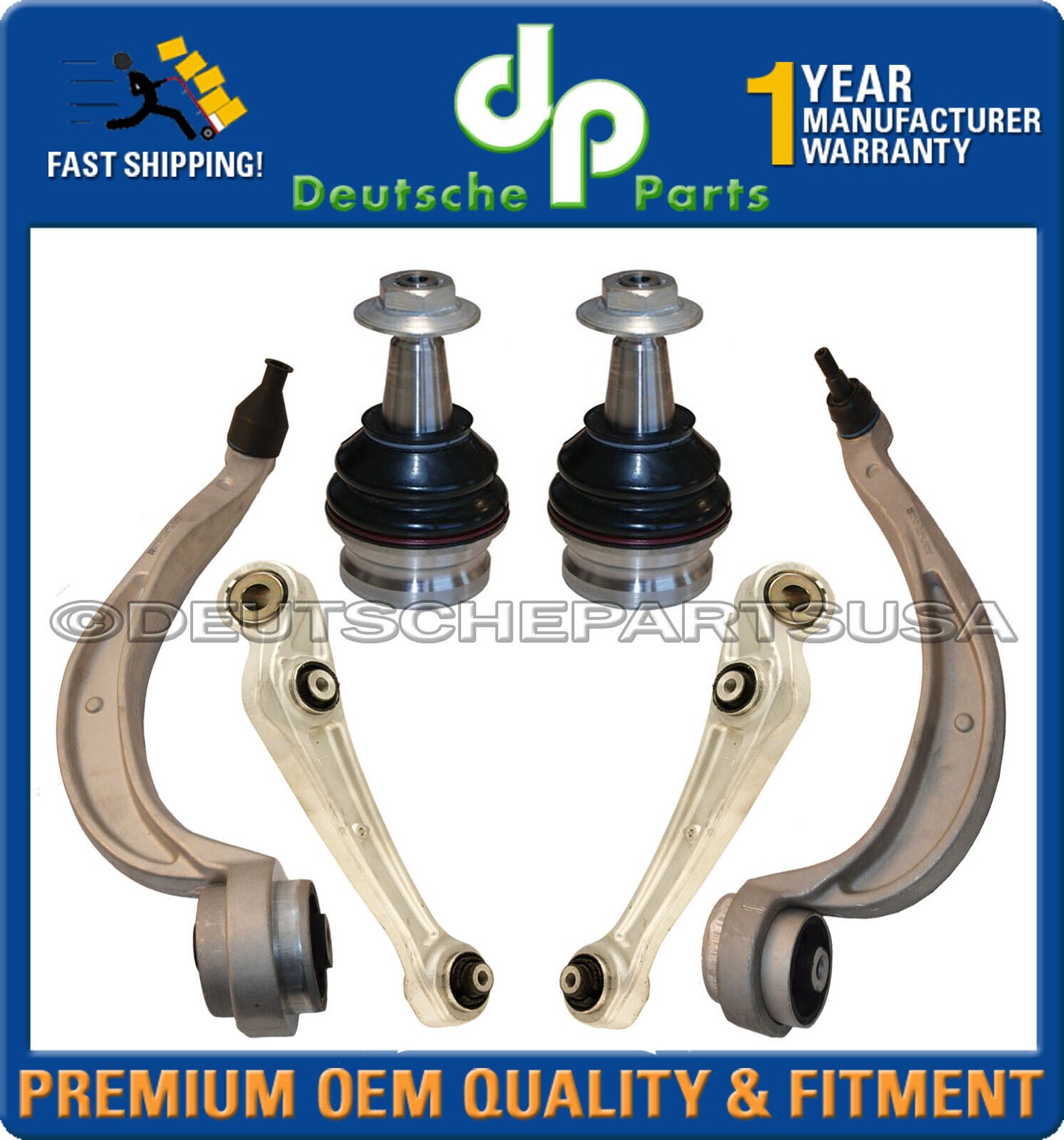 Porsche Macan Front Lower Forward Rearward Control Arms Ball Joints Set of 6