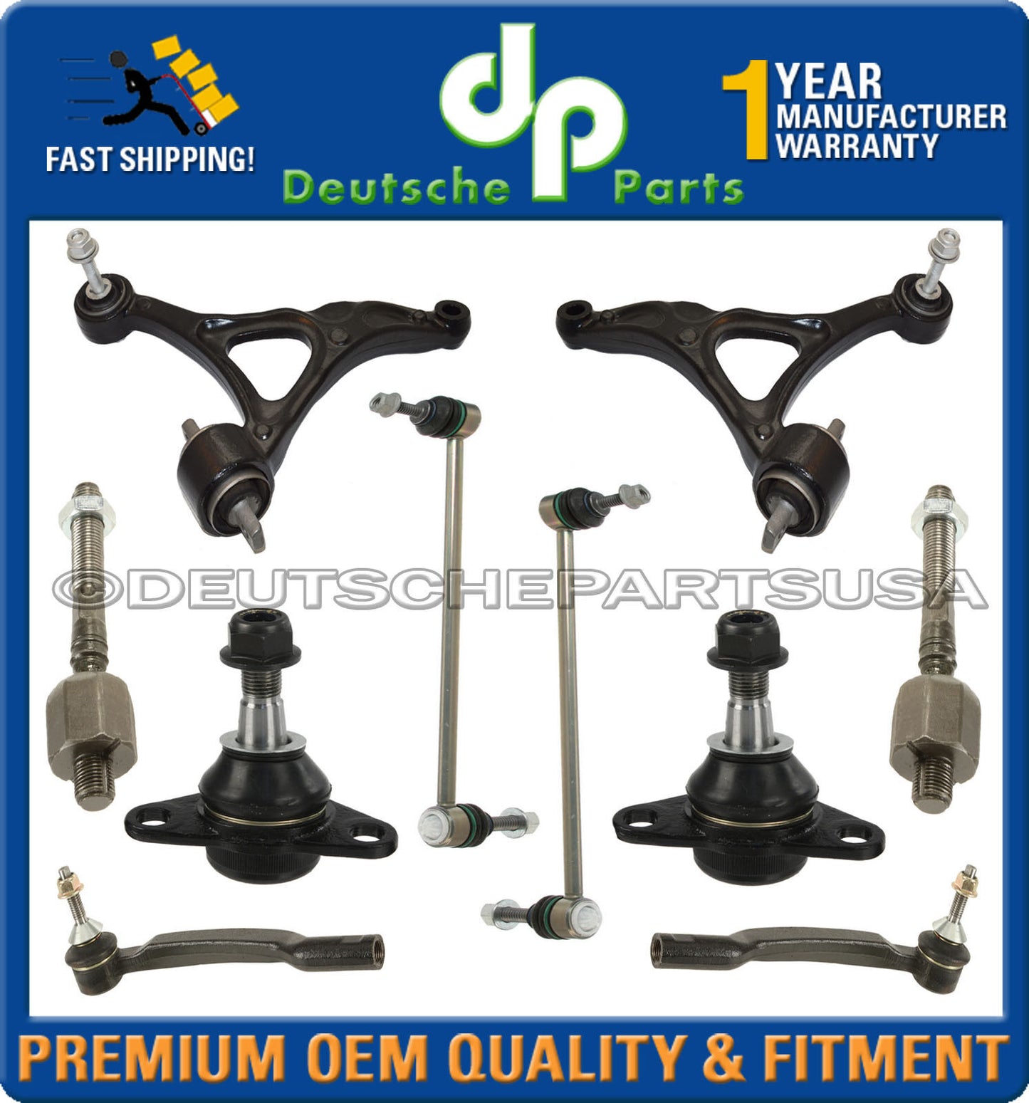 VOLVO XC90 Front Control Arm Arms Ball Joint Tie Rod Inner Outer Suspension Kit