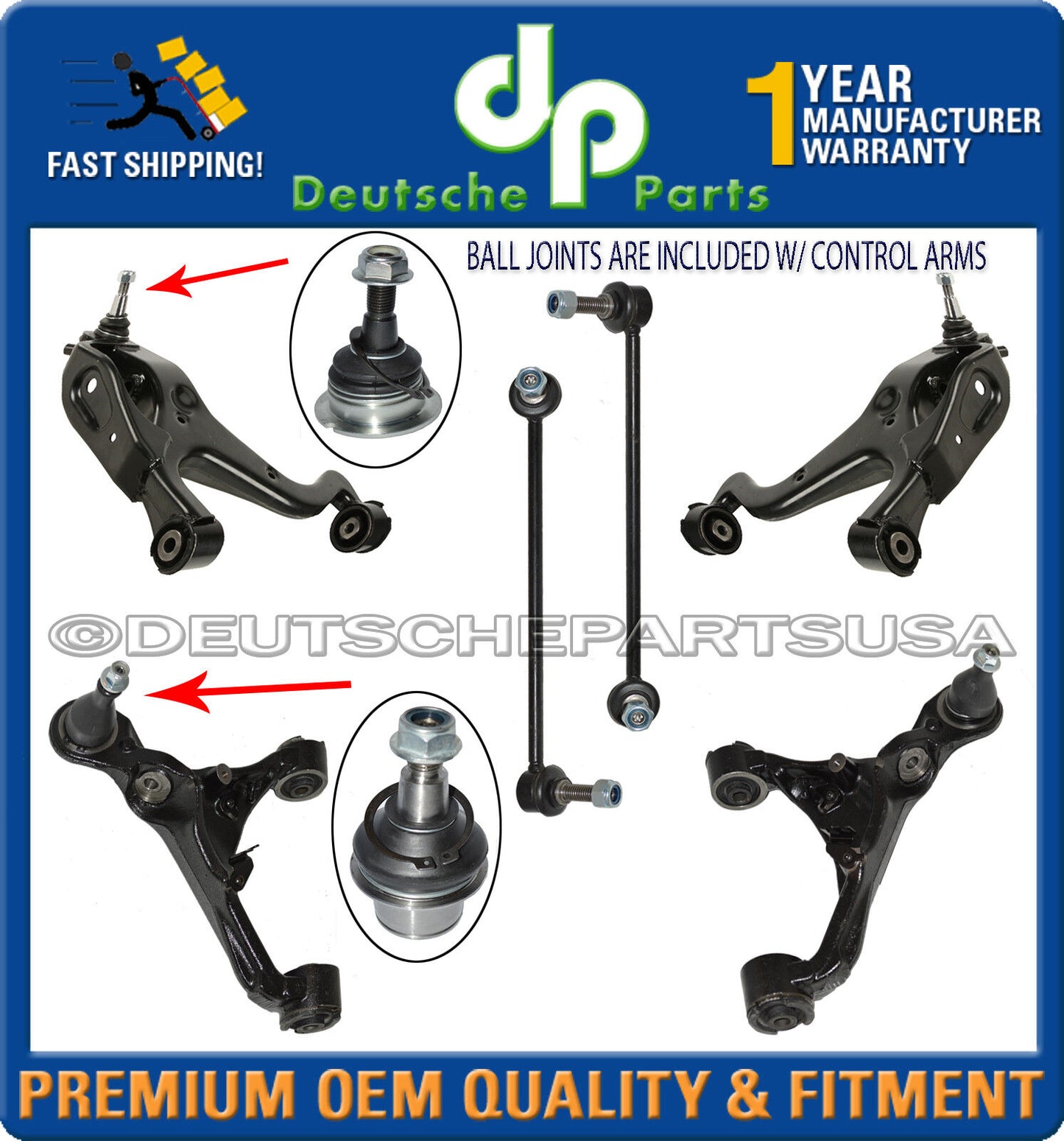 LAND RANGE ROVER SPORT FRONT LOWER UPPER CONTROL ARM BALL JOINT SUSPENSION KIT