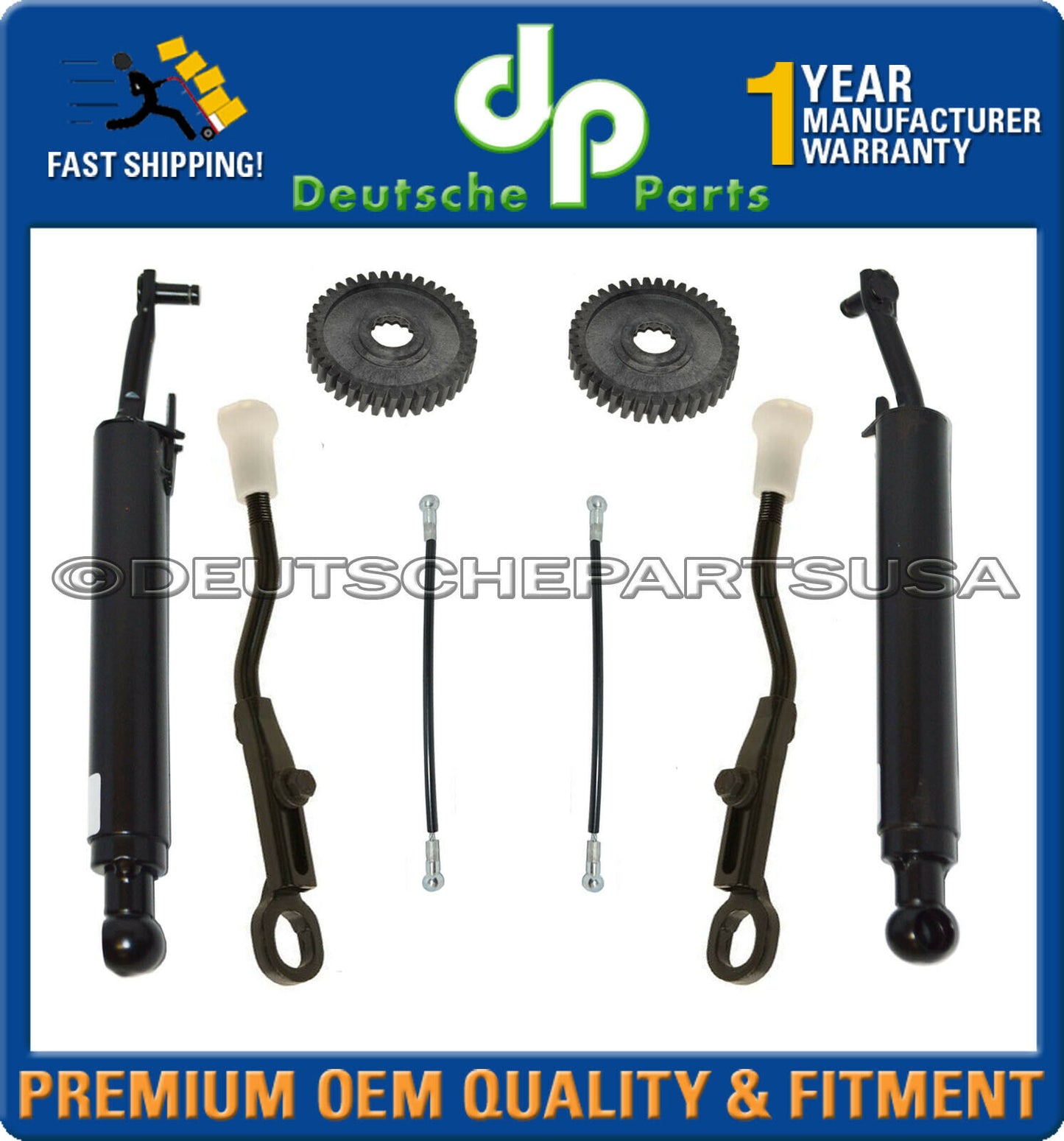 Porsche 986 Boxster Convertible Top Push Rod Tension Cable Gear L+R Set of 10