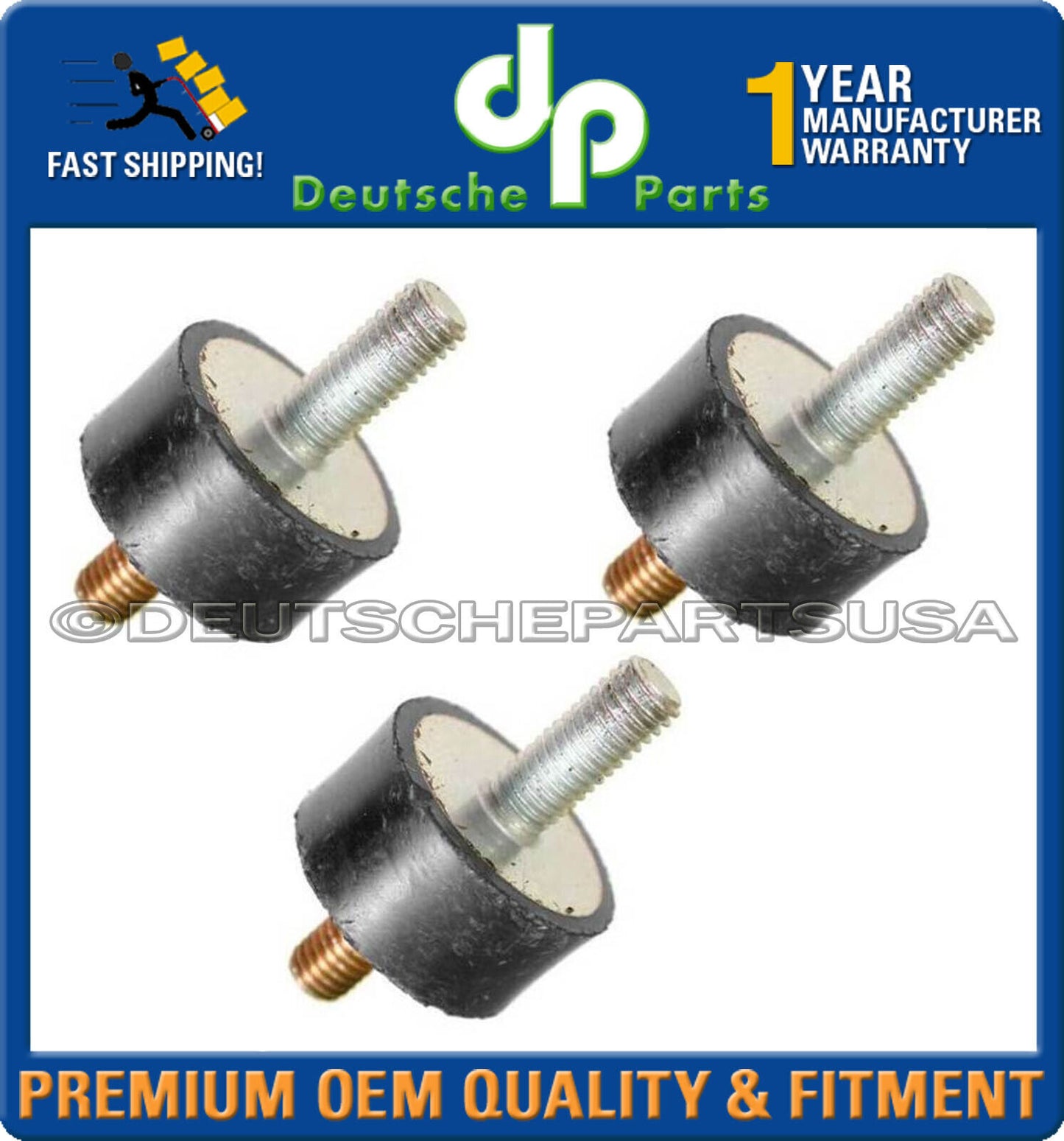 For Porsche 911 Oil Cooler Mount (Rubber Mount w/ 8 mm Studs) 93020723902 Set 3
