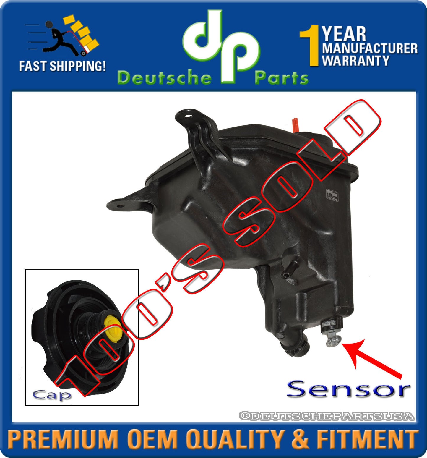 BMW 17137640514 Coolant Reservoir Overflow Expansion Tank + Cap + Lvl Sensor SET