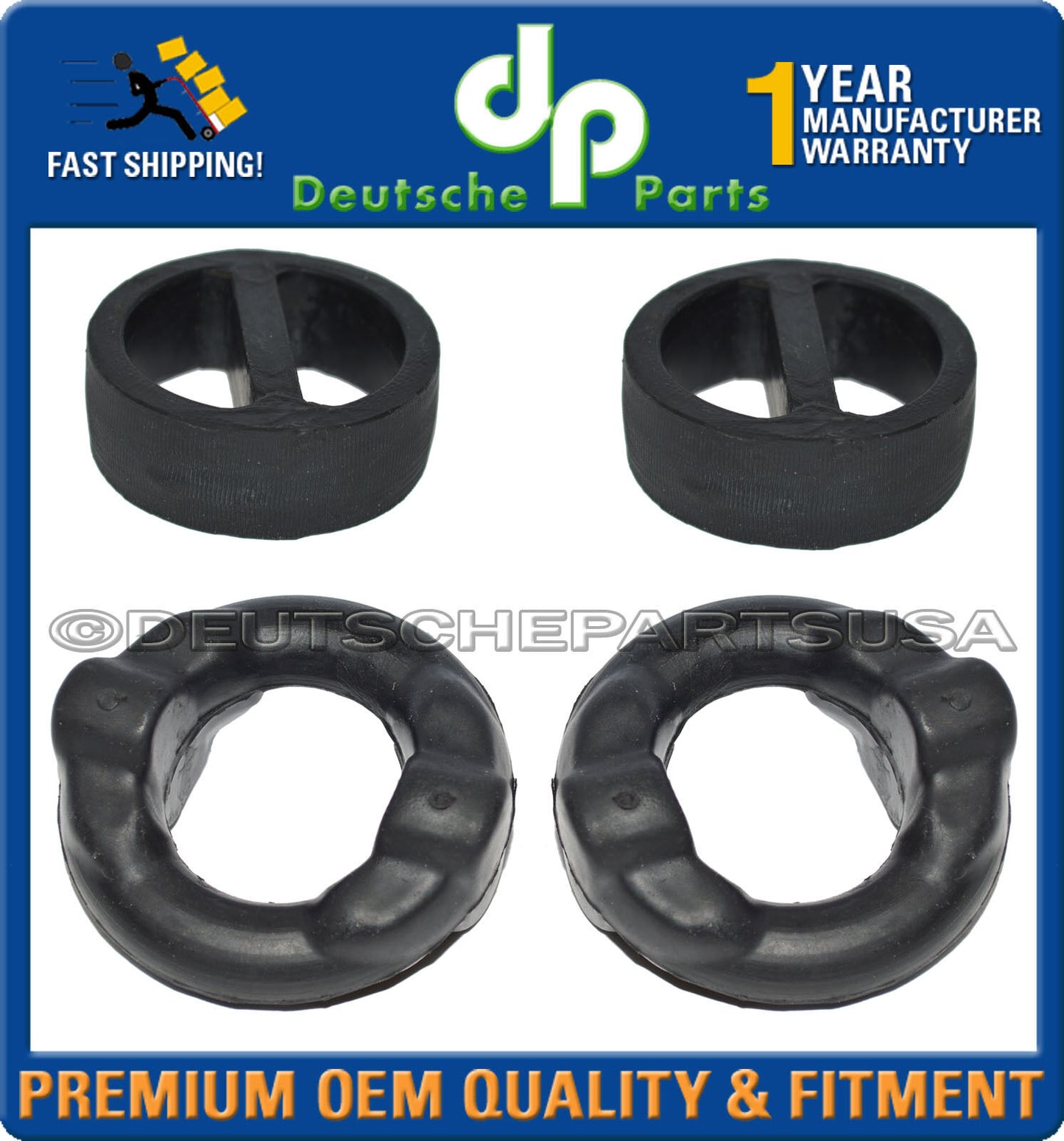 BMW E32 E34 530i 740i M5 Front & Rear Exhaust Muffler System Hanger Set of 4