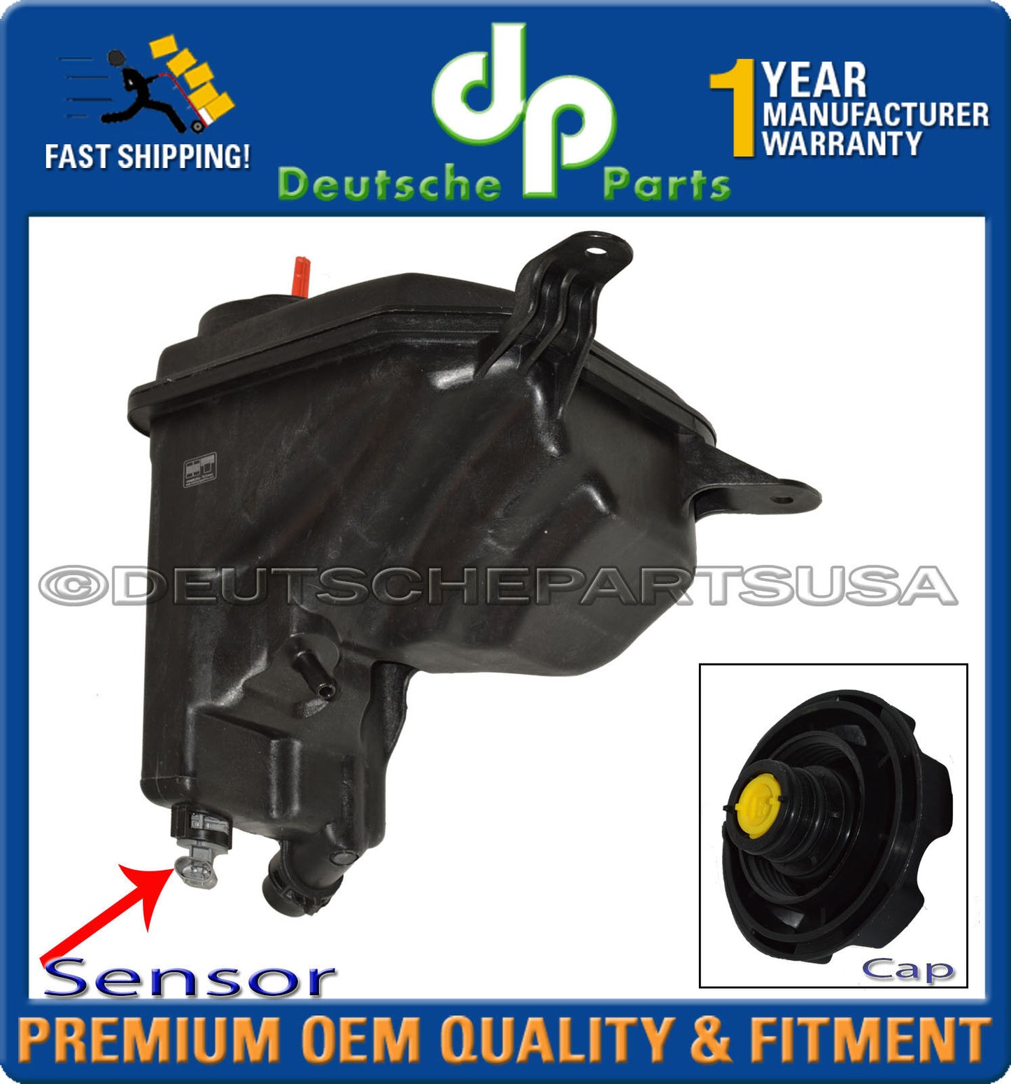 BMW 17137640514 Coolant Reservoir Overflow Expansion Tank + Cap + Lvl Sensor SET