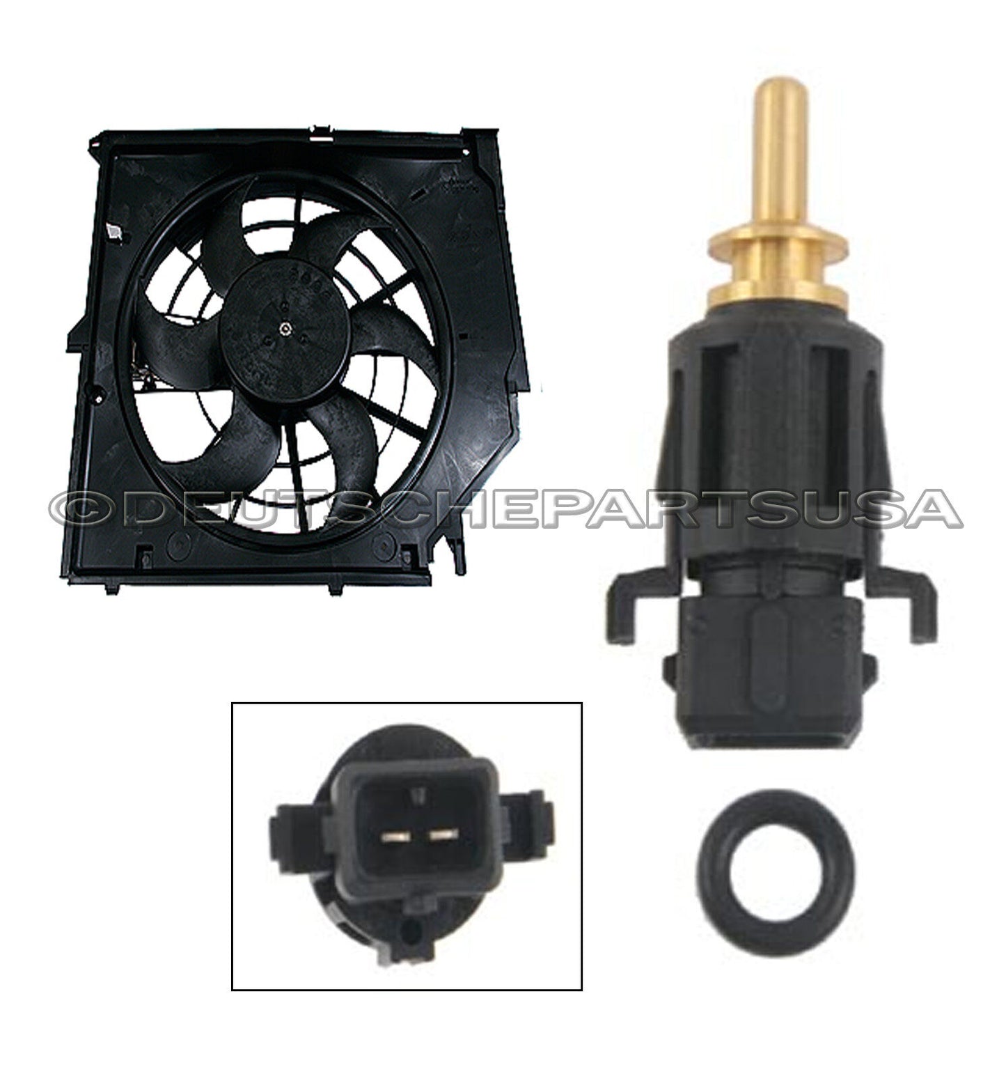 A/C Condenser Fan Motor + Temperature Sensor Coolant Switch 2 for BMW E46 320i
