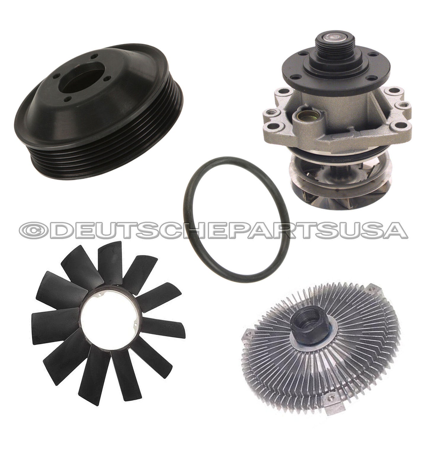WATER PUMP PULLEY FAN BLADE CLUTCH KIT for BMW E39 520i 523i 97 98 99 2000 01 02