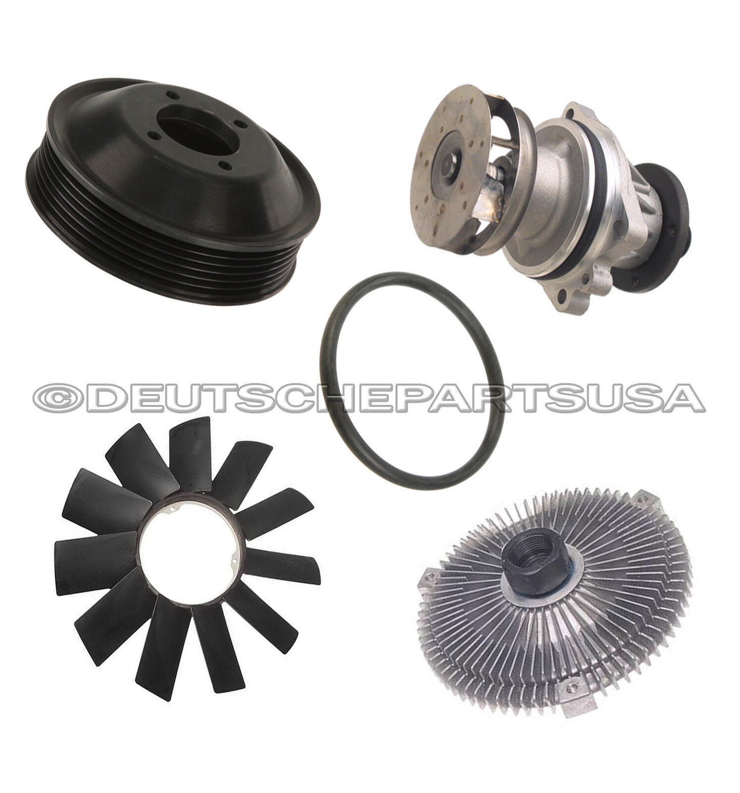WATER PUMP PULLEY FAN BLADE CLUTCH KIT for BMW E39 520i 523i 97 98 99 2000 01 02