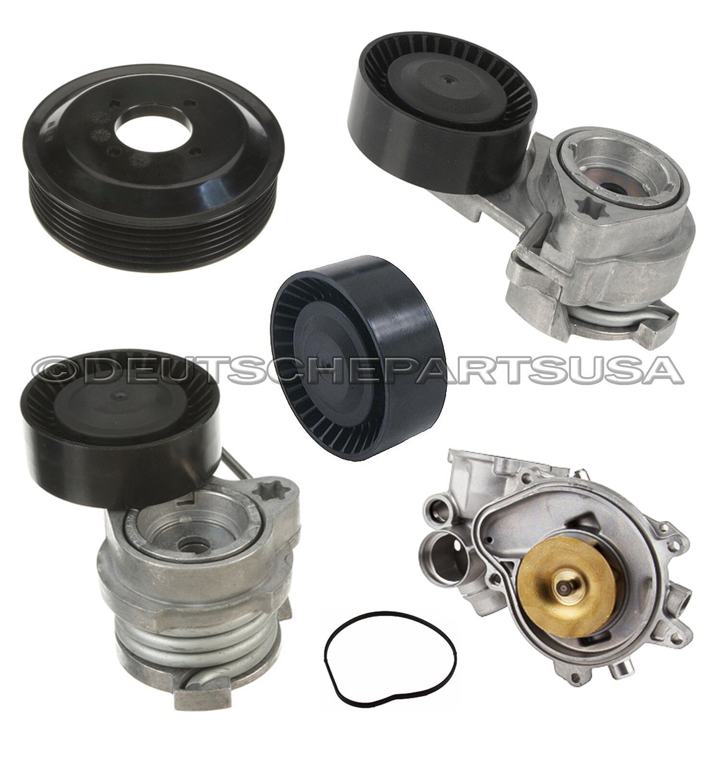 Water Pump + PULLEY + 1 A/C + 1 ACC. Belt Tensioner + Idler PULLEY 6 for BMW E53