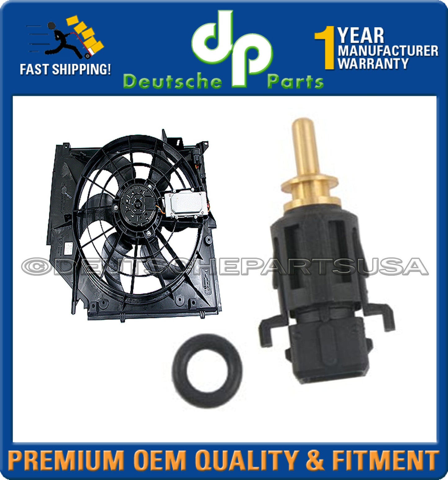 A/C Condenser Fan Motor + Temperature Sensor Coolant Switch 2 for BMW E46 320i