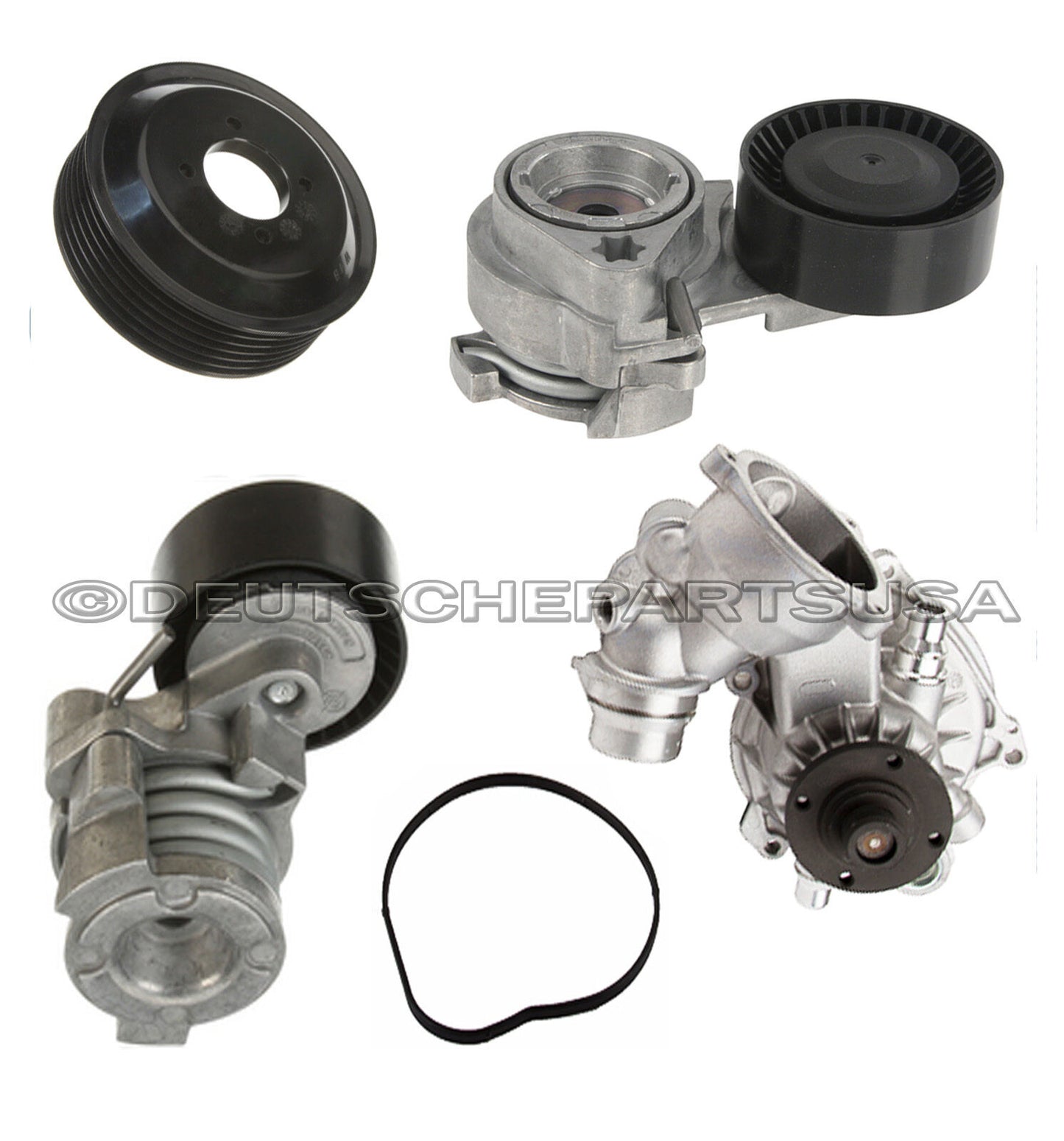 A/C Water Pump + PULLEY + Gasket + A/C Belt Tensioner x 2 for BMW E53 X5 SET 5
