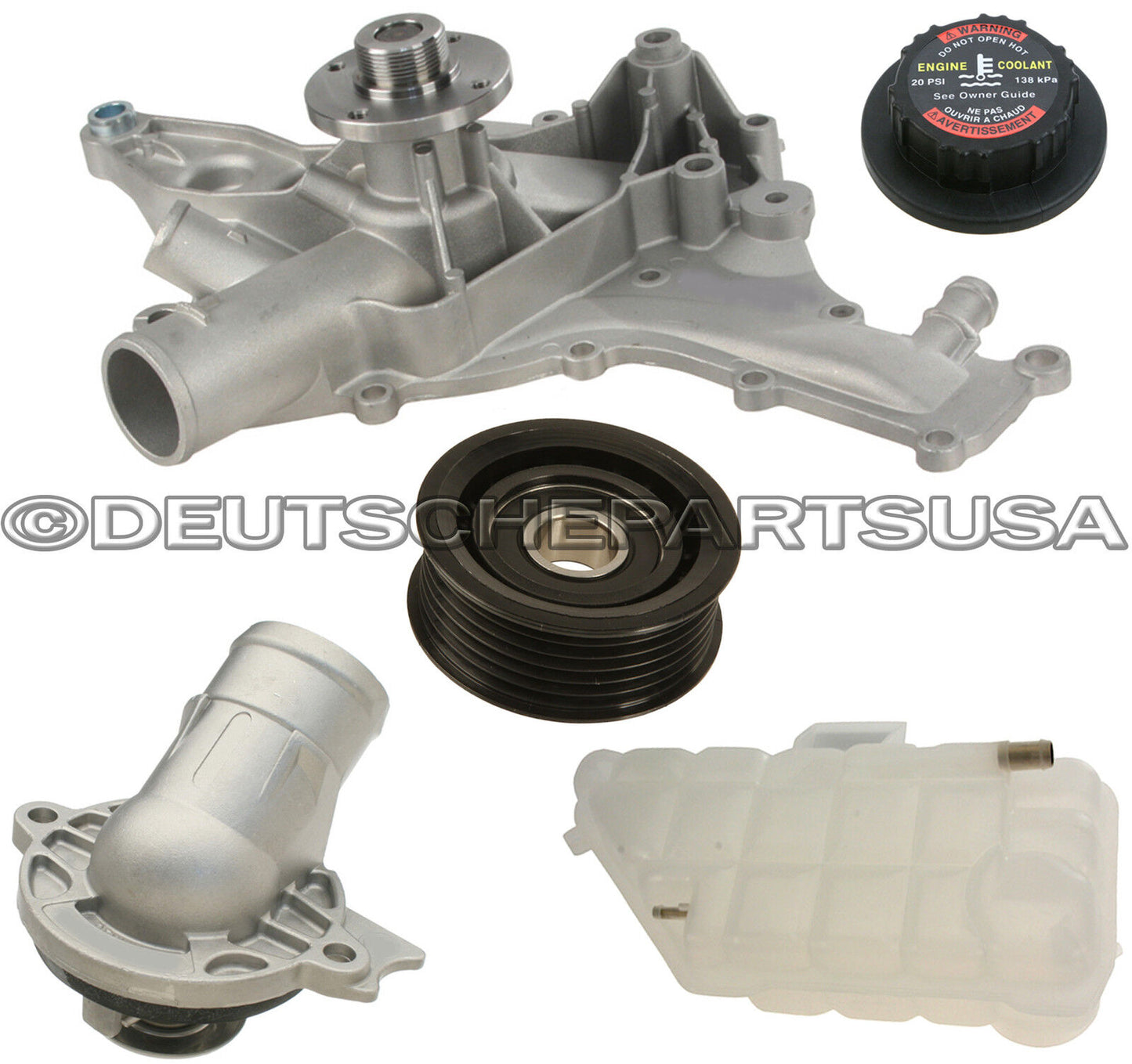 MERCEDES W163 ML320 430 500 EXPANSION TANK CAP WATER PUMP PULLEY THERMOSTAT KIT