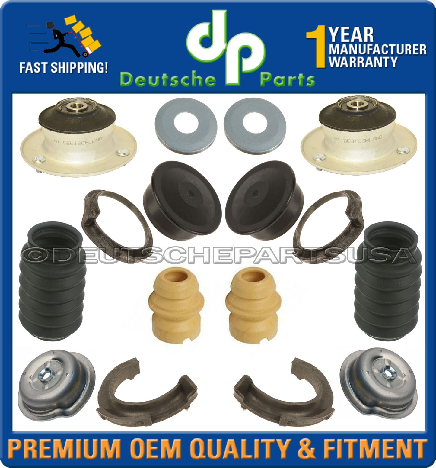 Front Shock Strut Mount Mounts Mounting Bearing Bump Stop Boot Kit for BMW E90