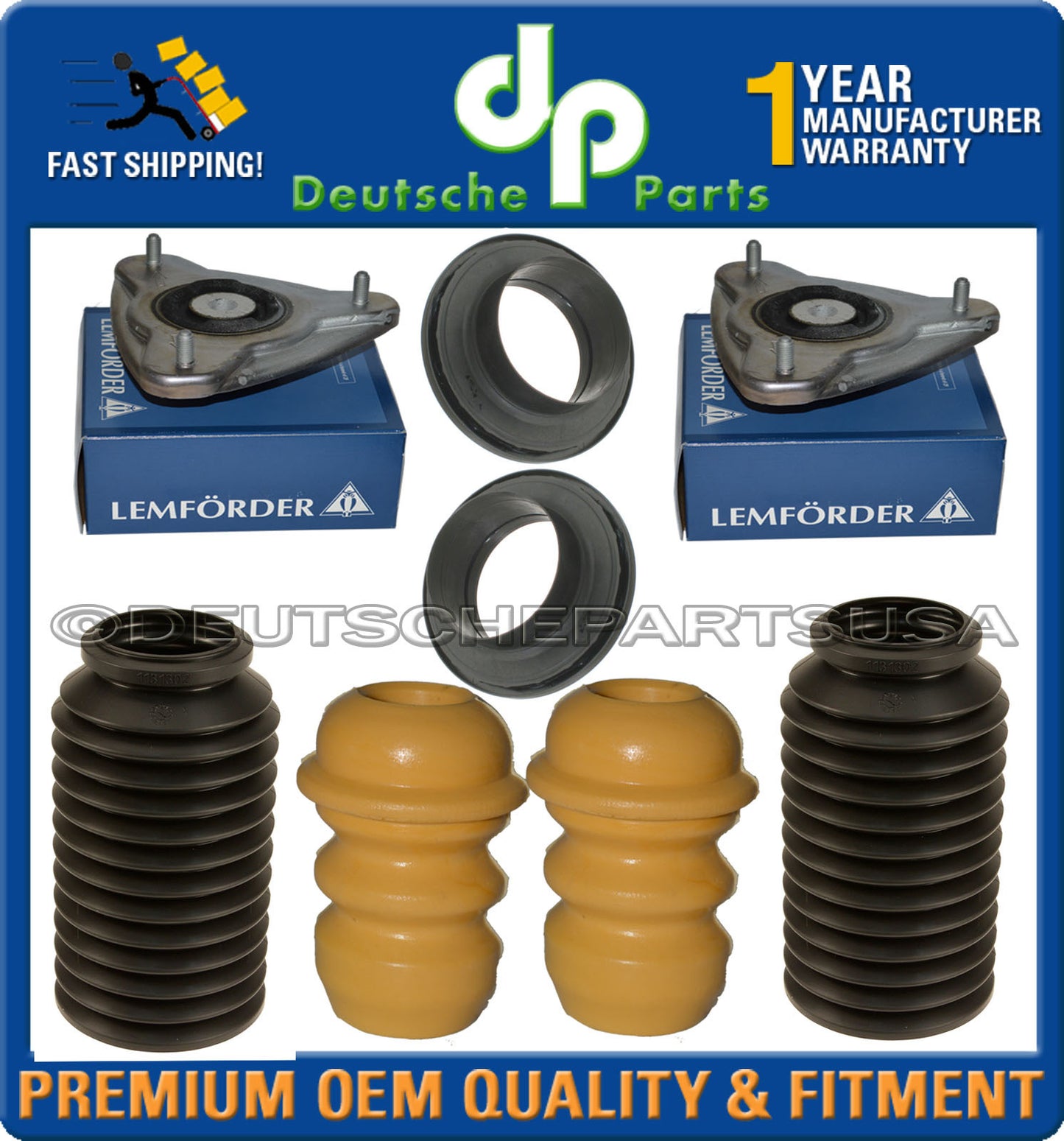 Porsche 911 996 986 987 Front Upper Strut Mounts + Bearings + Bump Stops Set 8