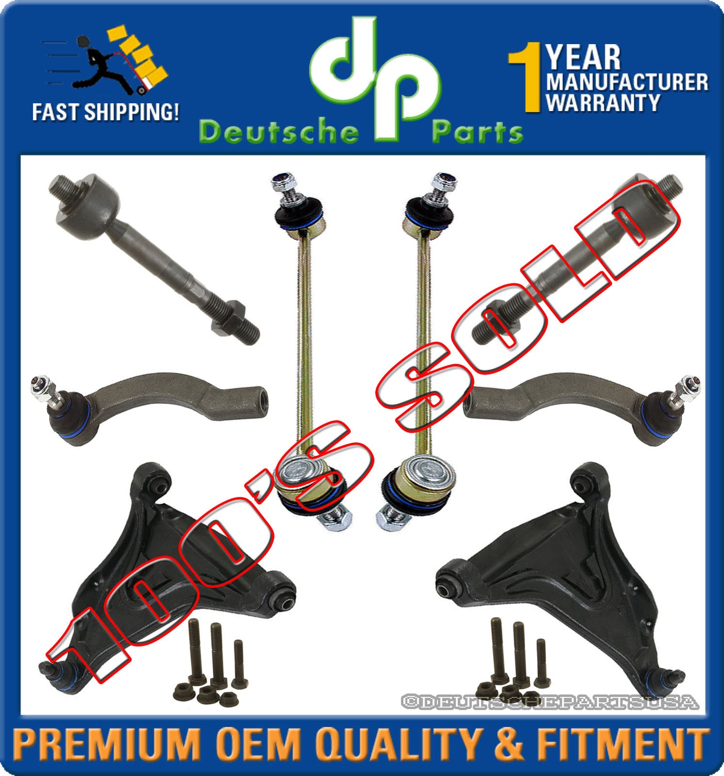 VOLVO 850 S70 V70 XC 2-BOLT CONTROL ARM ARMS 2-BOLT SWAY BAR TIE RODS KIT 8pc