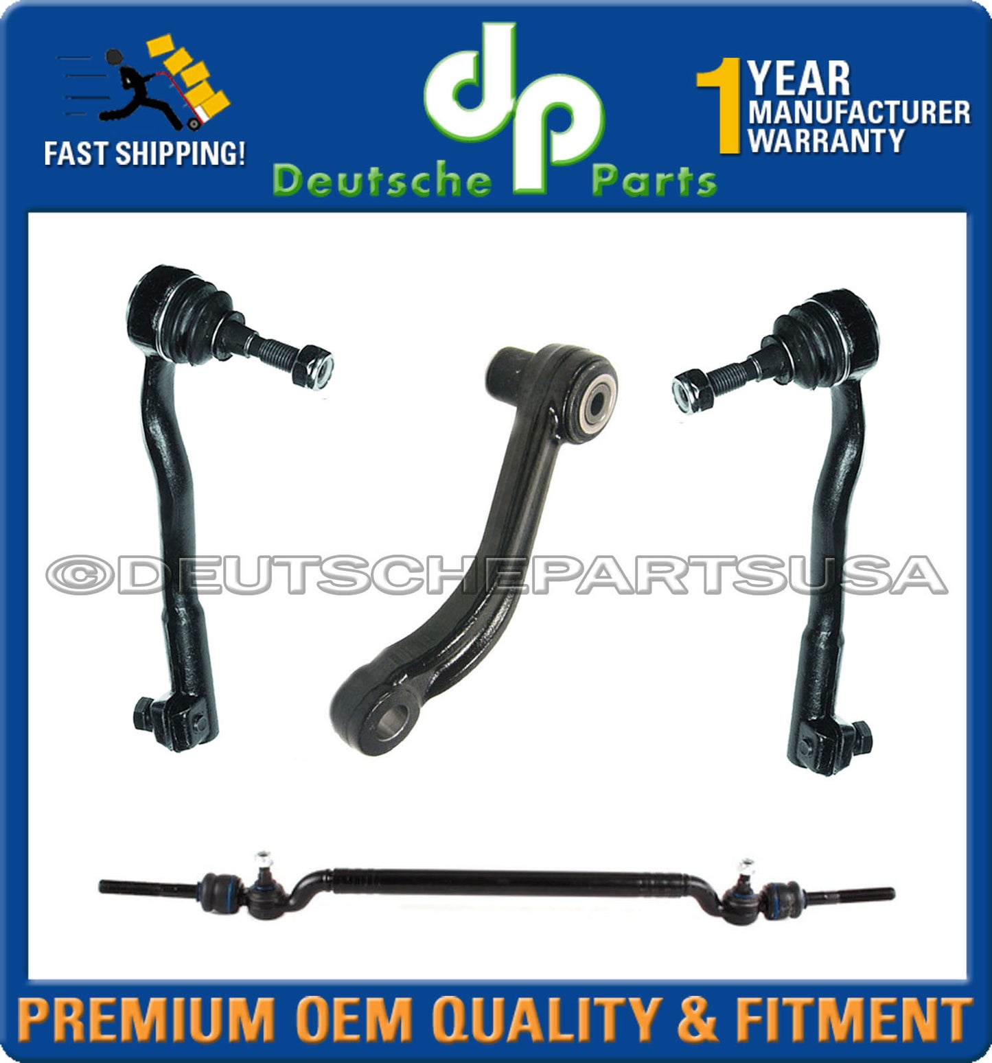 Center Drag Link Tie Rod Rods Inner Outer + Idler Arm Repair Kit for BMW E39 540