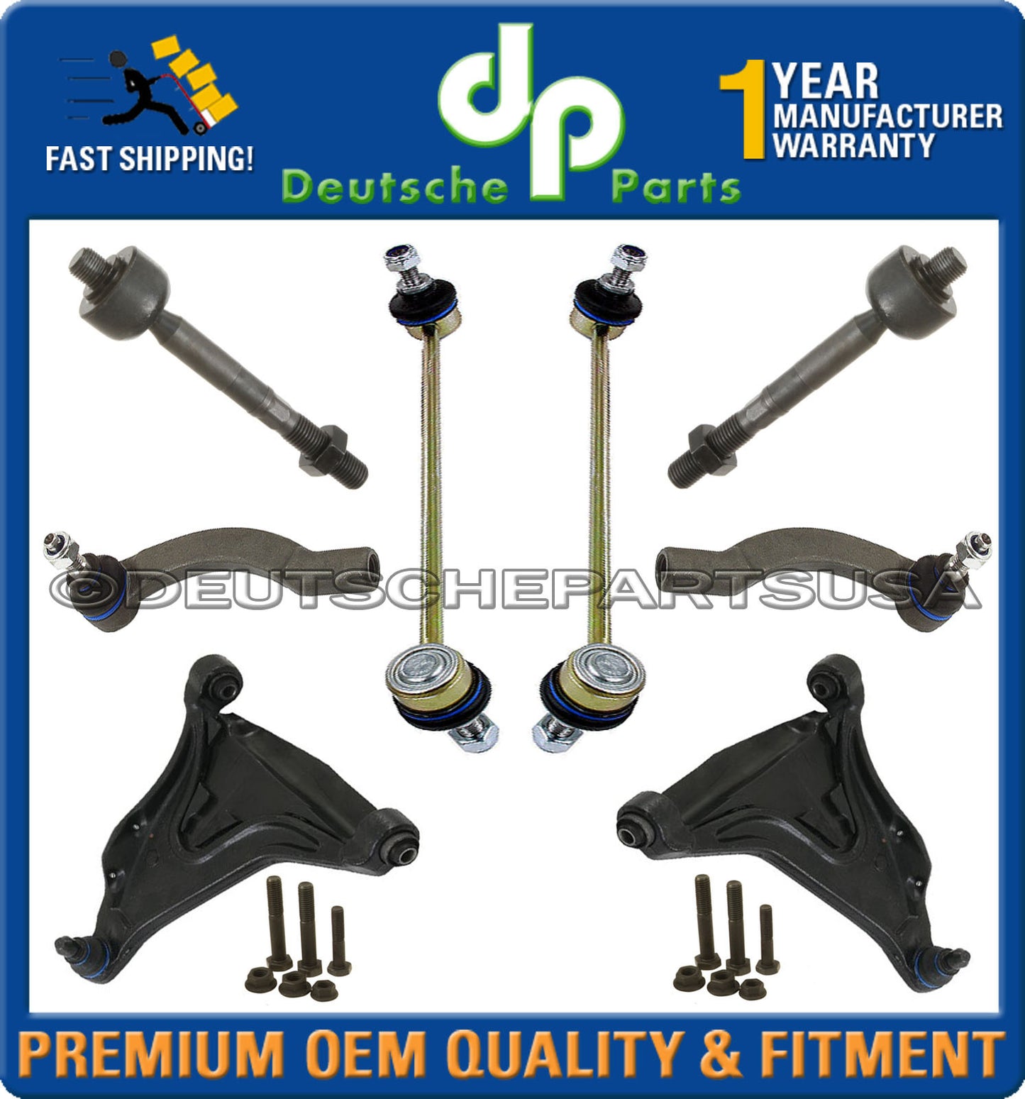 VOLVO 850 S70 V70 XC 2-BOLT CONTROL ARM ARMS 2-BOLT SWAY BAR TIE RODS KIT 8pc