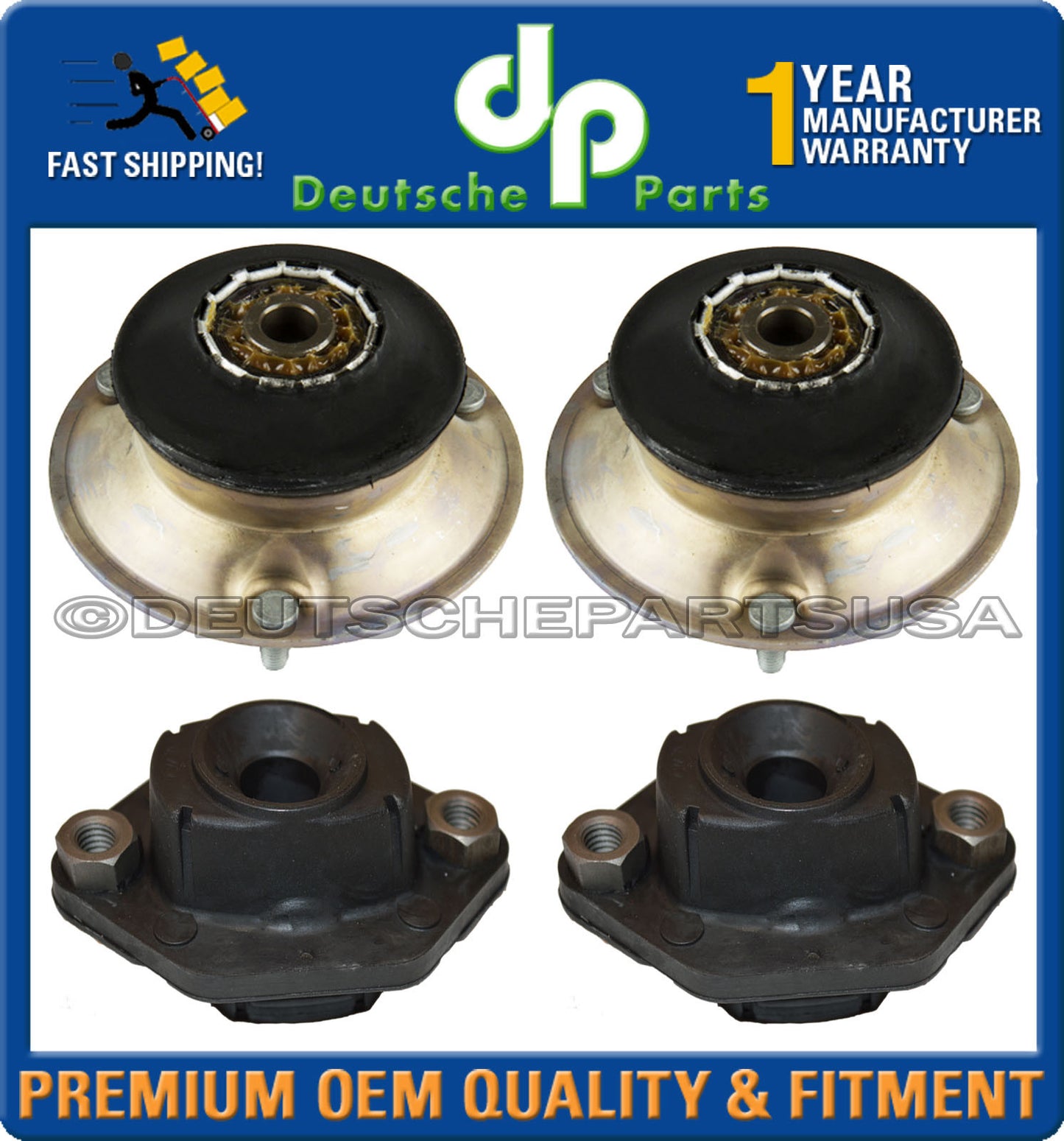 Front + Rear Lower Shock Strut Mount Mounts Bearing for BMW E82 E88 E90 SET OF 4