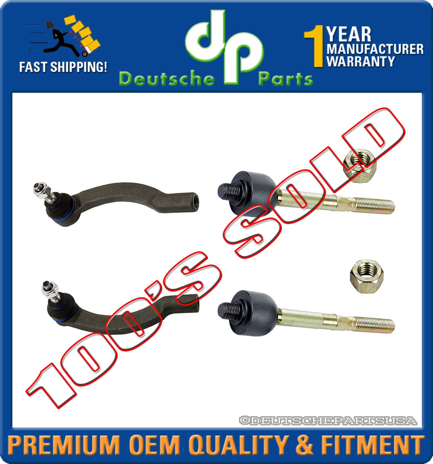 VOLVO C70 S70 V70 850 TIE ROD RODS INNER OUTER 3546266 + 271598 + 271599 SET 4