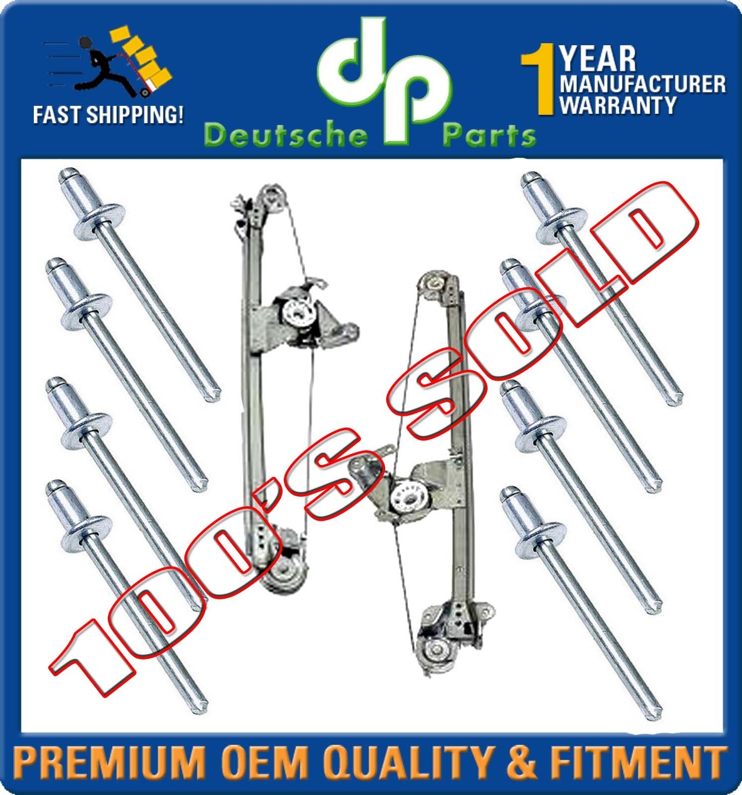 MERCEDES W210 S210 E430 REAR WINDOW REGULATOR 2107301546 2107301646 w/RIVET PIN