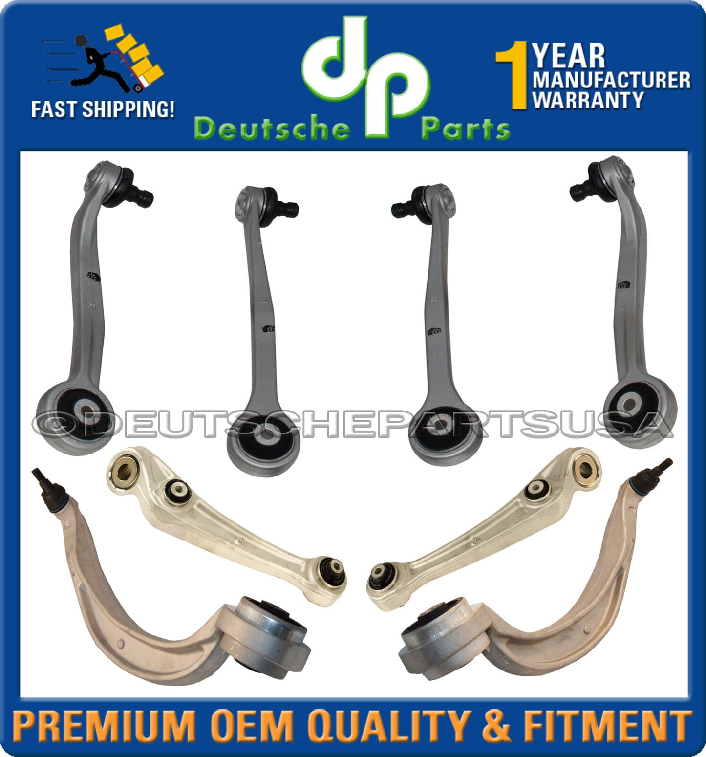 Porsche Macan Front UPPER LOWER Forward Rearward Control Arms Ball Joints Set 8