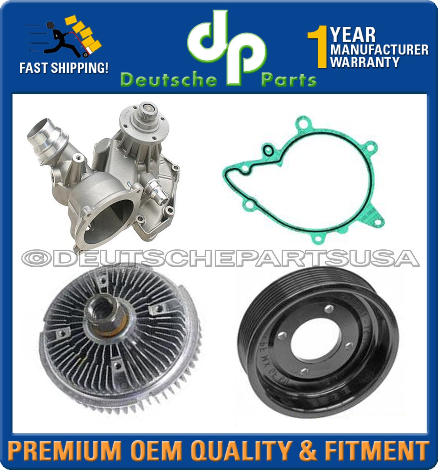 LAND RANGE ROVER WATER PUMP PULLEY RADIATOR FAN CLUTCH TENSIONER COOLING KIT 5