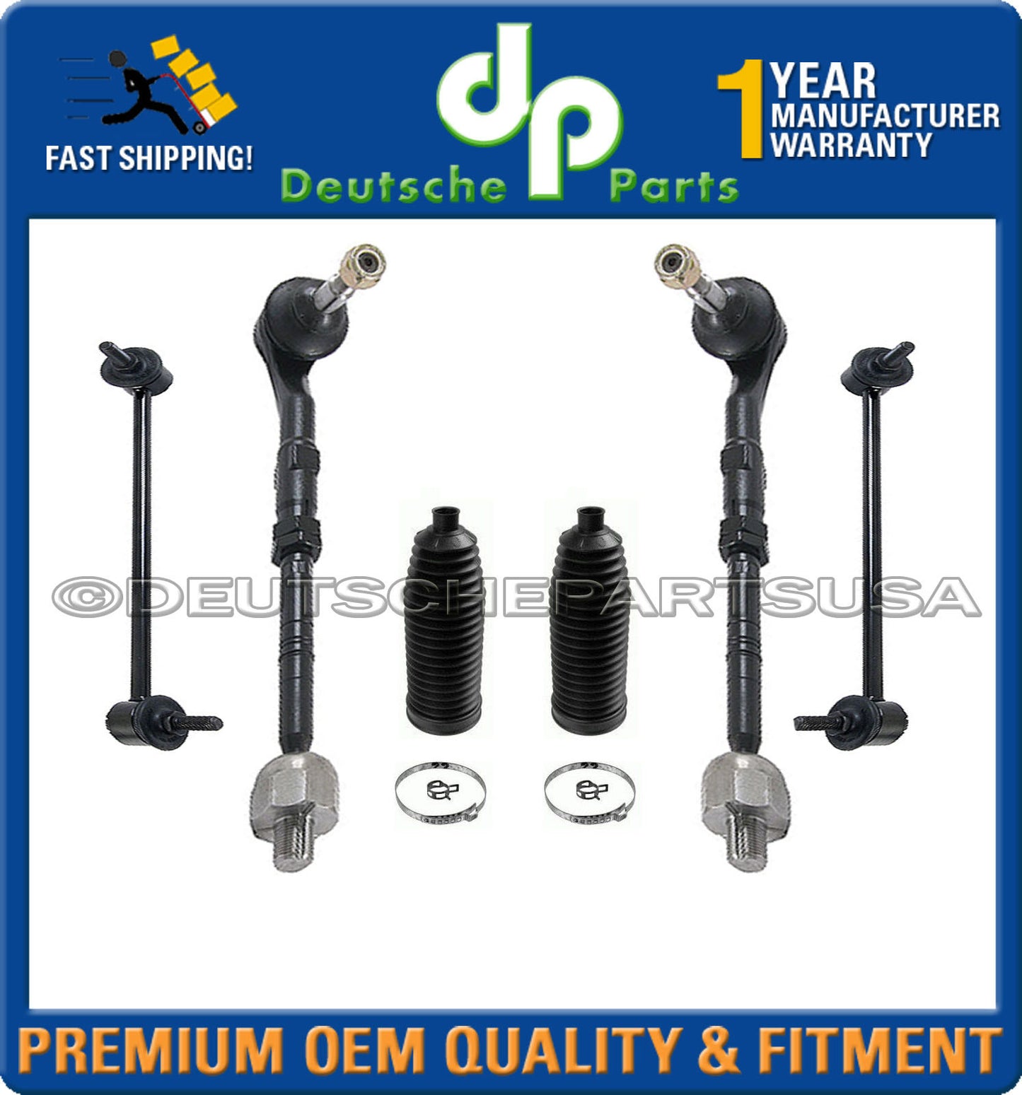 STEERING TIE ROD RODS RACK BOOT KIT SWAY BAR LINK LINKS for BMW E65 E66 SET 6