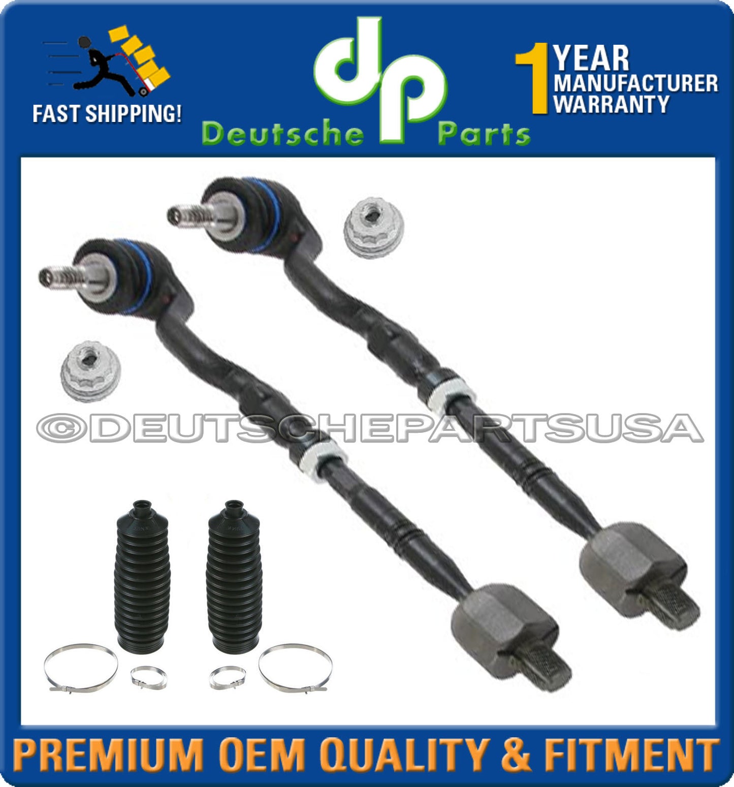 STEERING TIE ROD RODS END + RACK BOOT for BMW E90 E91 E92 Xi xDrive SET 4